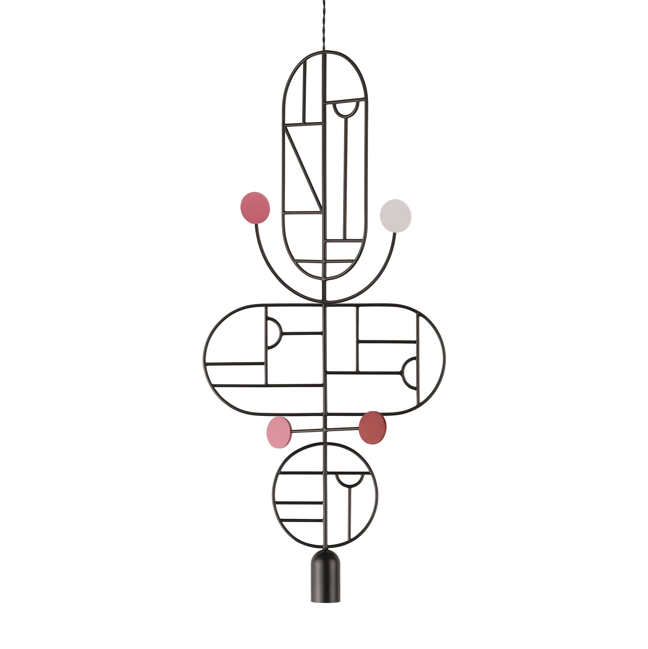 Pendelleuchte WOODEN DOTS WDS15 grafit mit Rottönen und Weiß