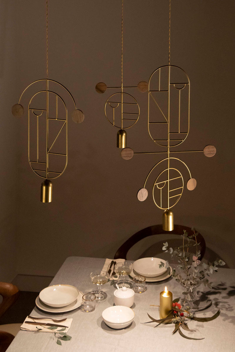 WOODEN DOTS WDS09 pendant lamp in graphite with walnut wood