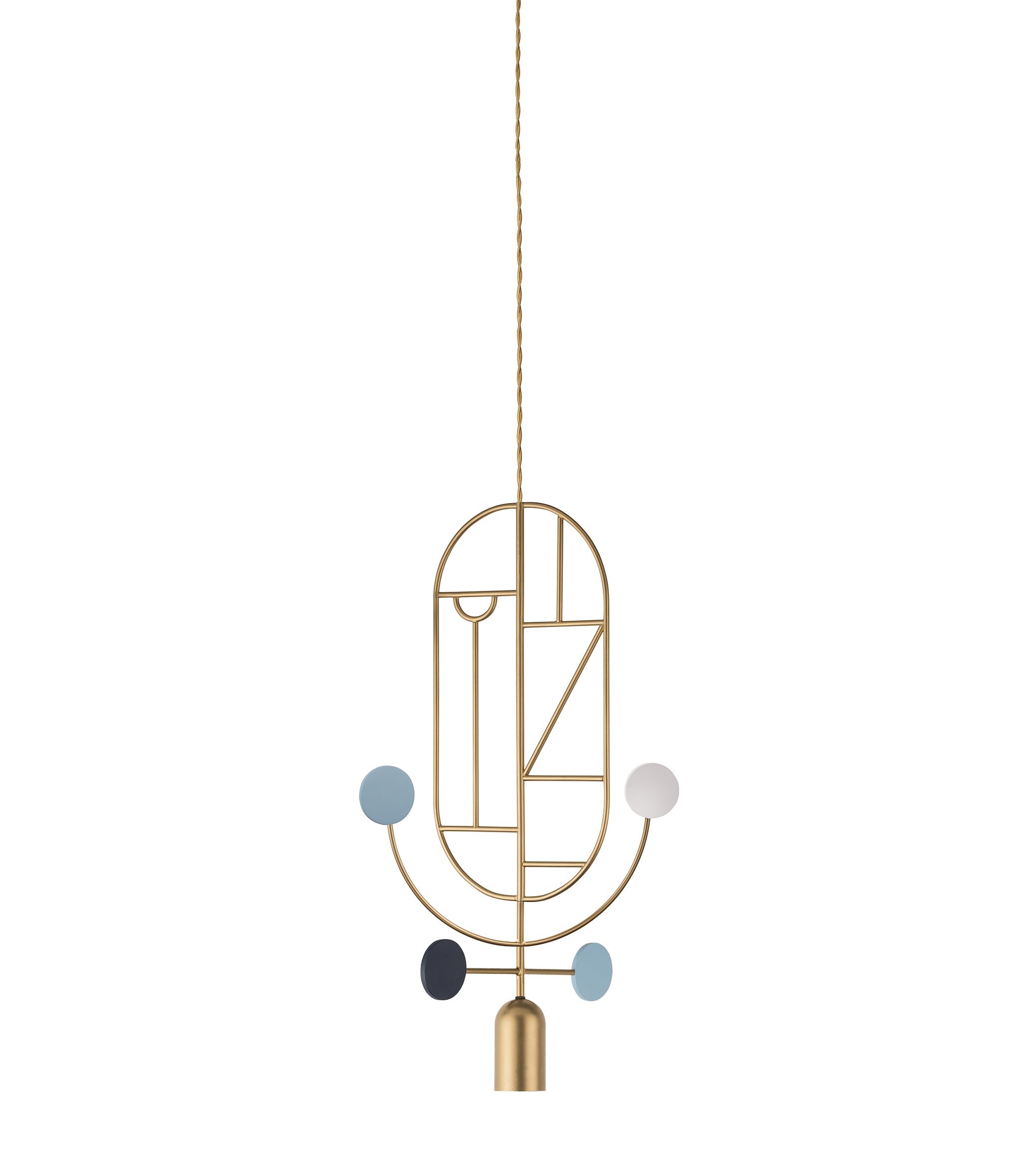 WOODEN DOTS WDS05 Pendant Lamp in Brass with White and Blue