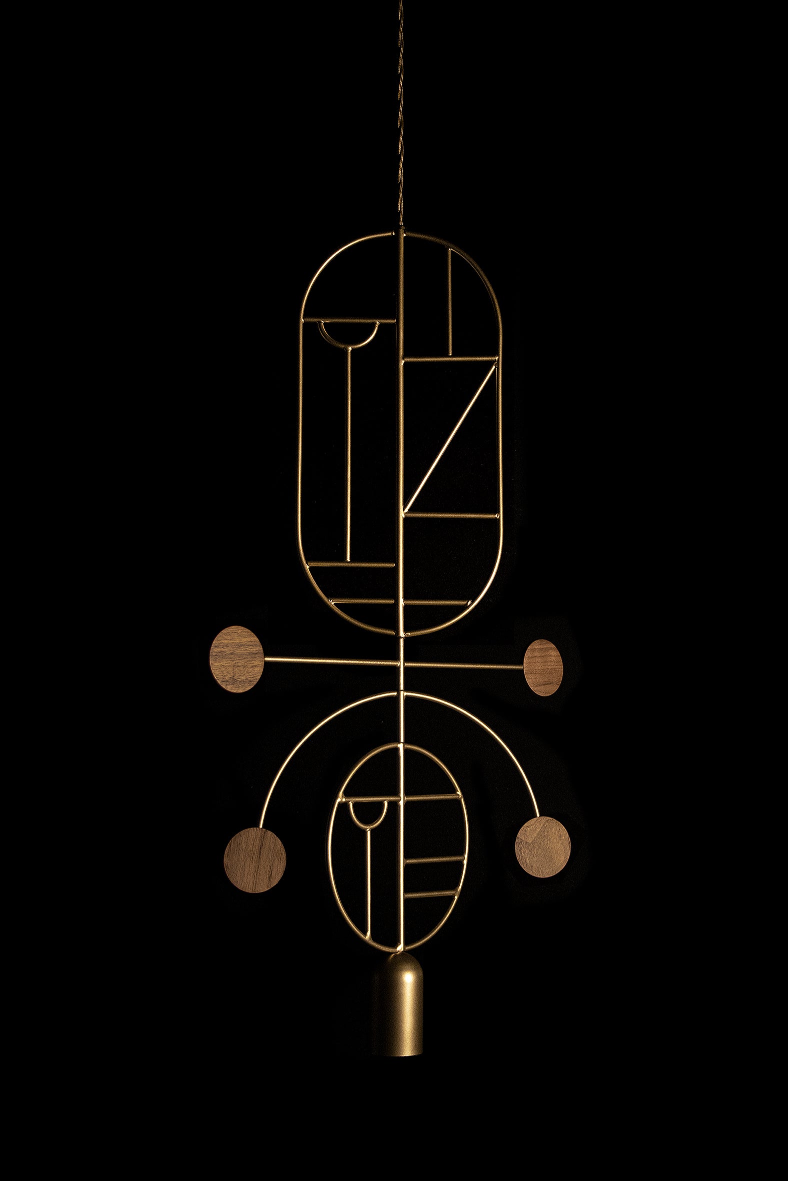Pendelleuchte WOODEN DOTS WDS08 messing mit Nussbaumholz