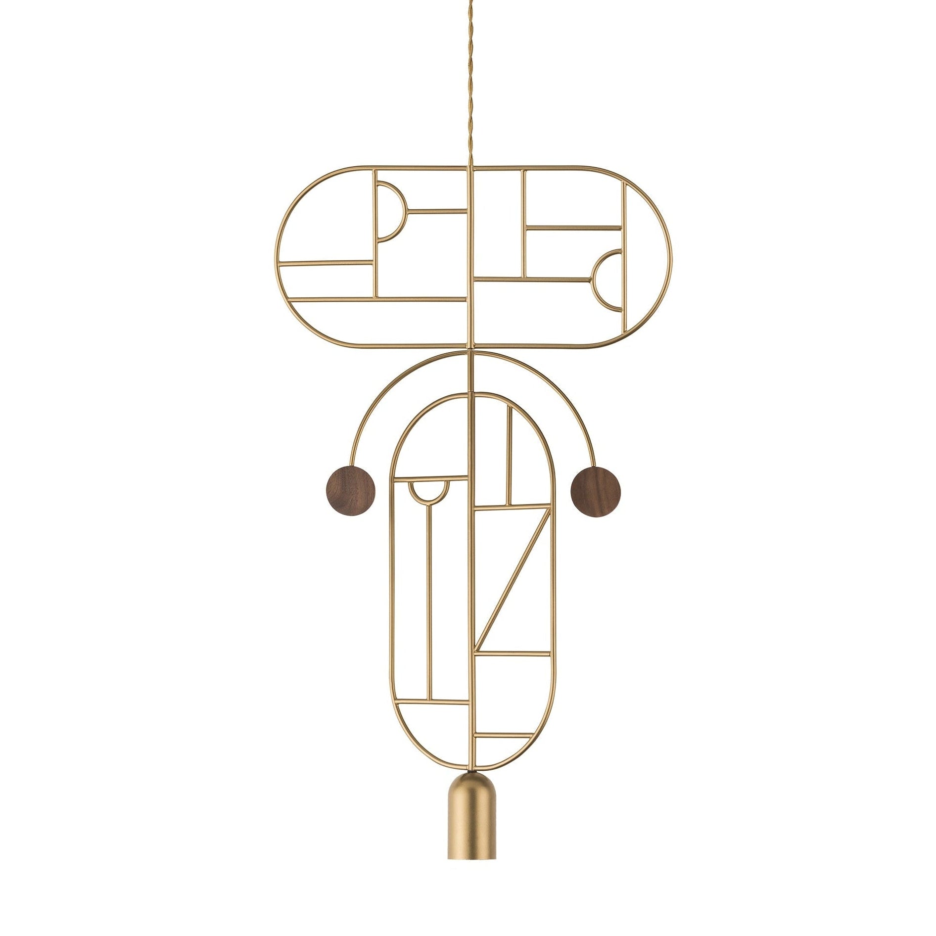 WOODEN DOTS WDS09 Pendant Lamp in Brass with Walnut Wood