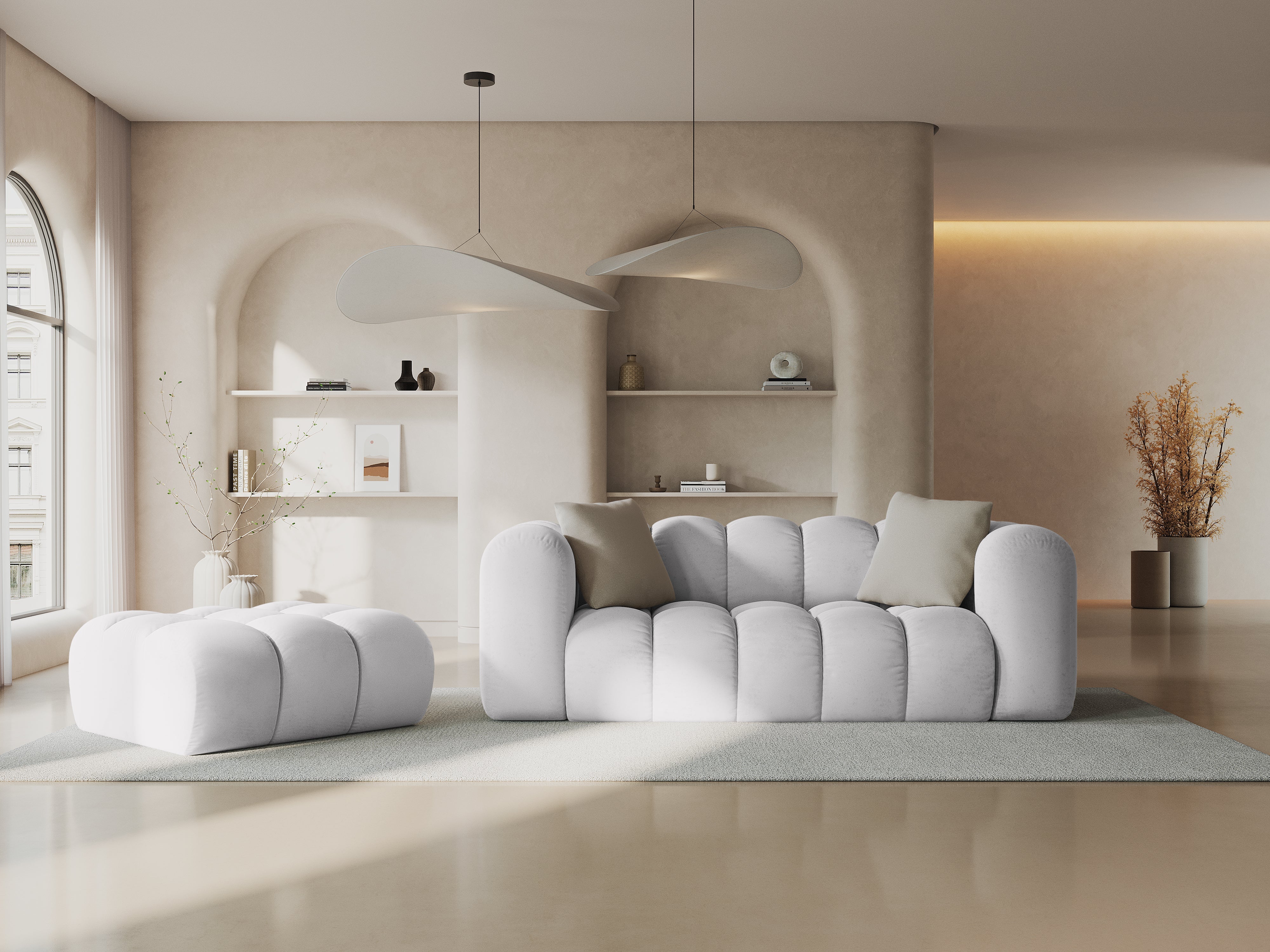 Sofa aksamitna 2-osobowa HALLEY srebrny