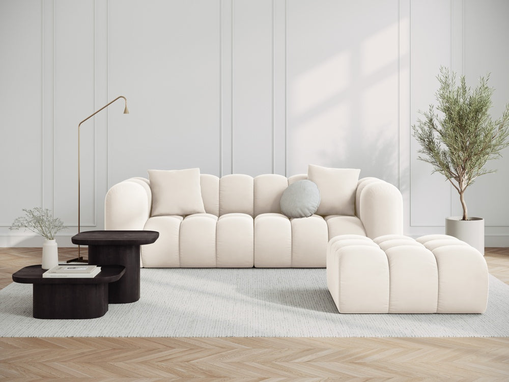 Sofa aksamitna 3-osobowa HALLEY jasnobeżowy