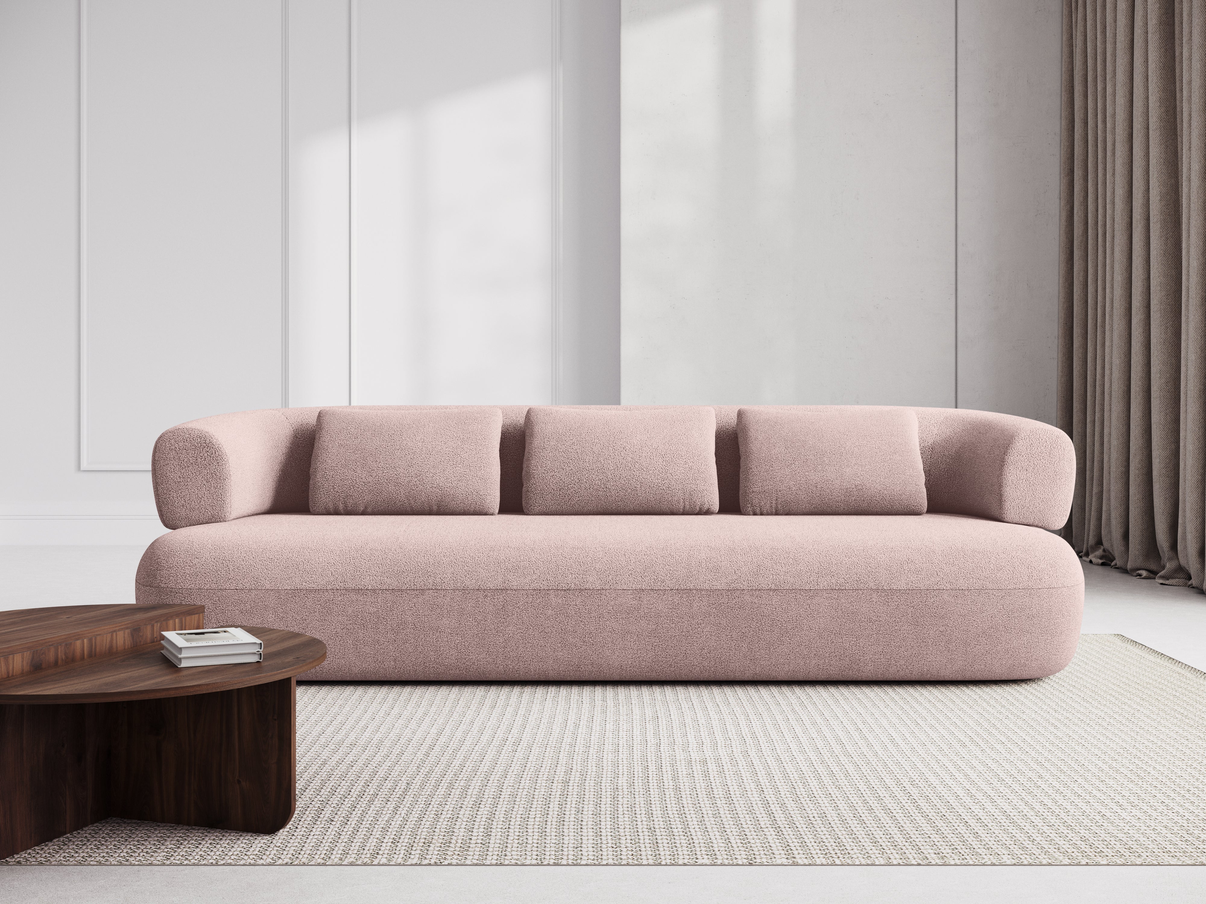 Sofa 3,5-osobowa ALDRIN pudrowy róż boucle