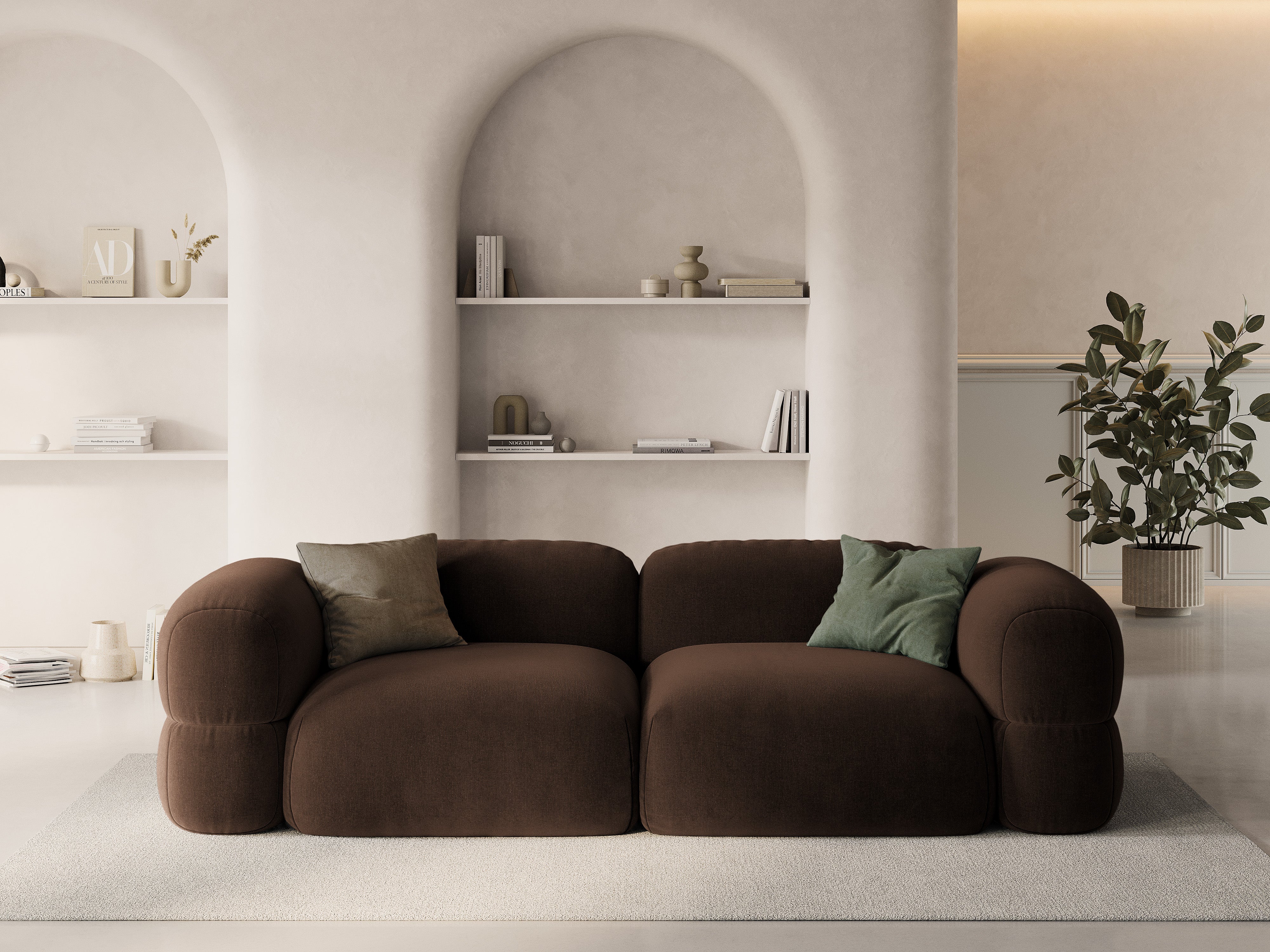 Sofa aksamitna 4-osobowa ROGER czekoladowy