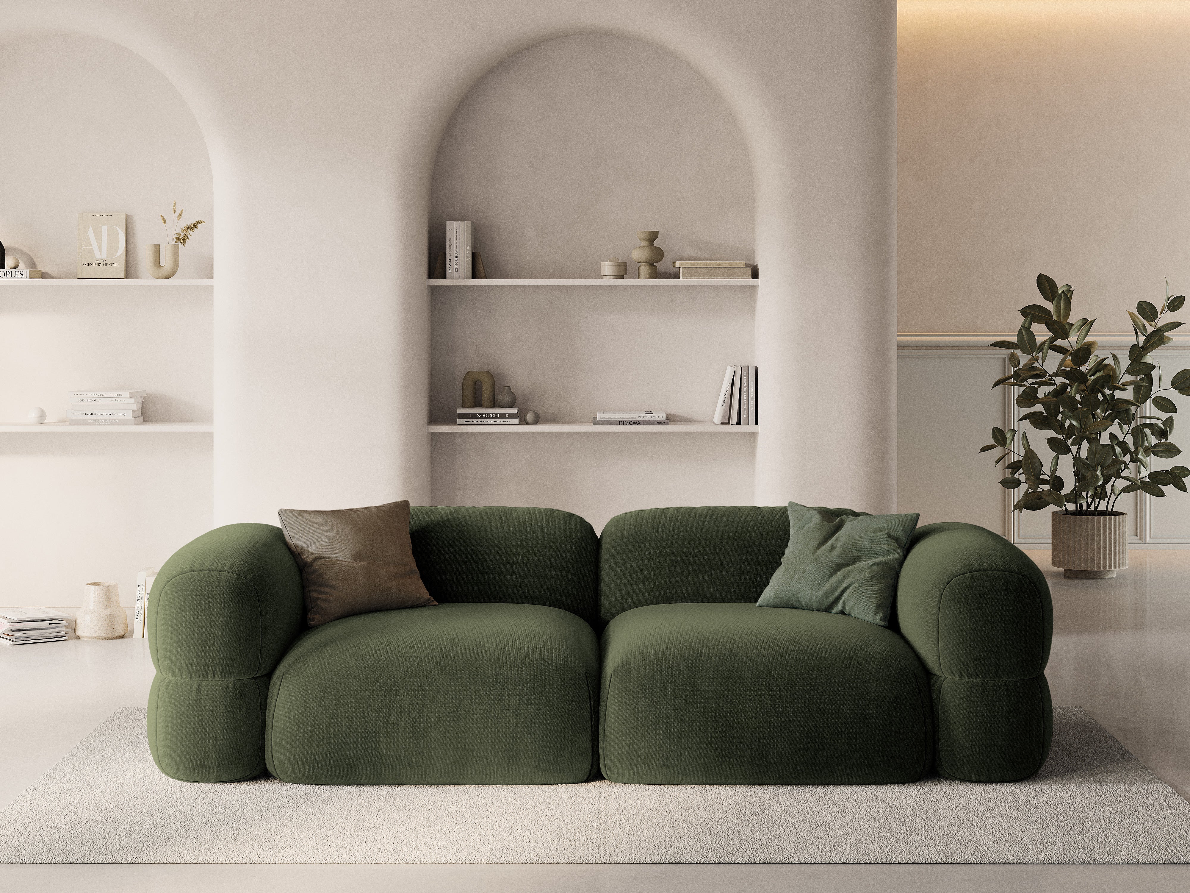 Sofa aksamitna 4-osobowa ROGER oliwkowy