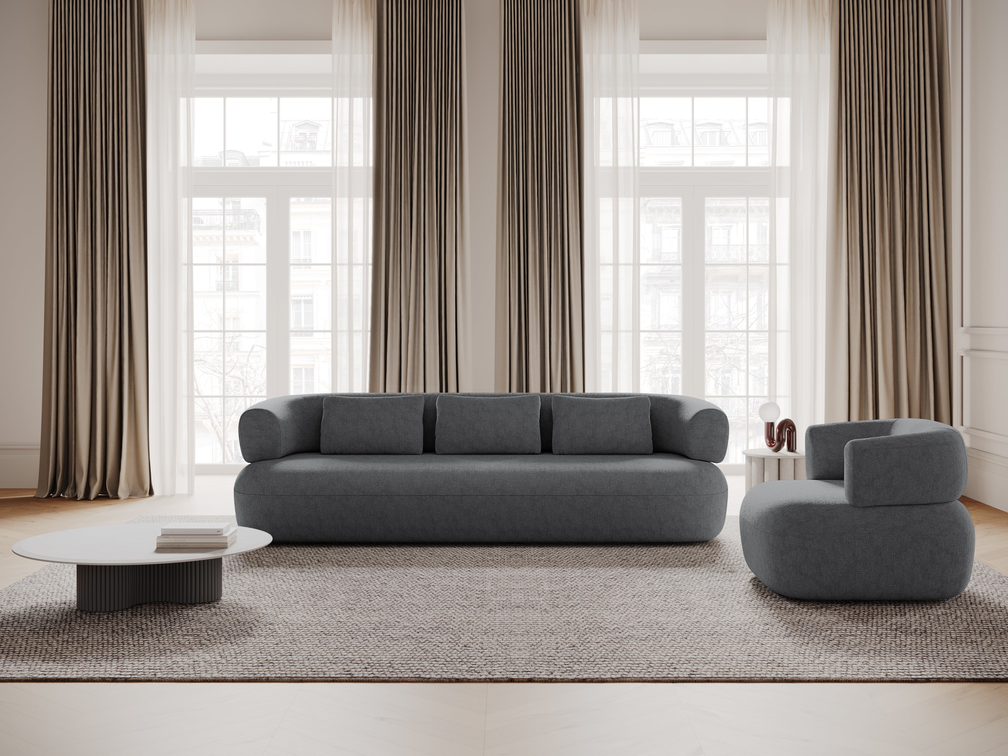 Sofa 3,5-osobowa ALDRIN ciemnoszary szenil