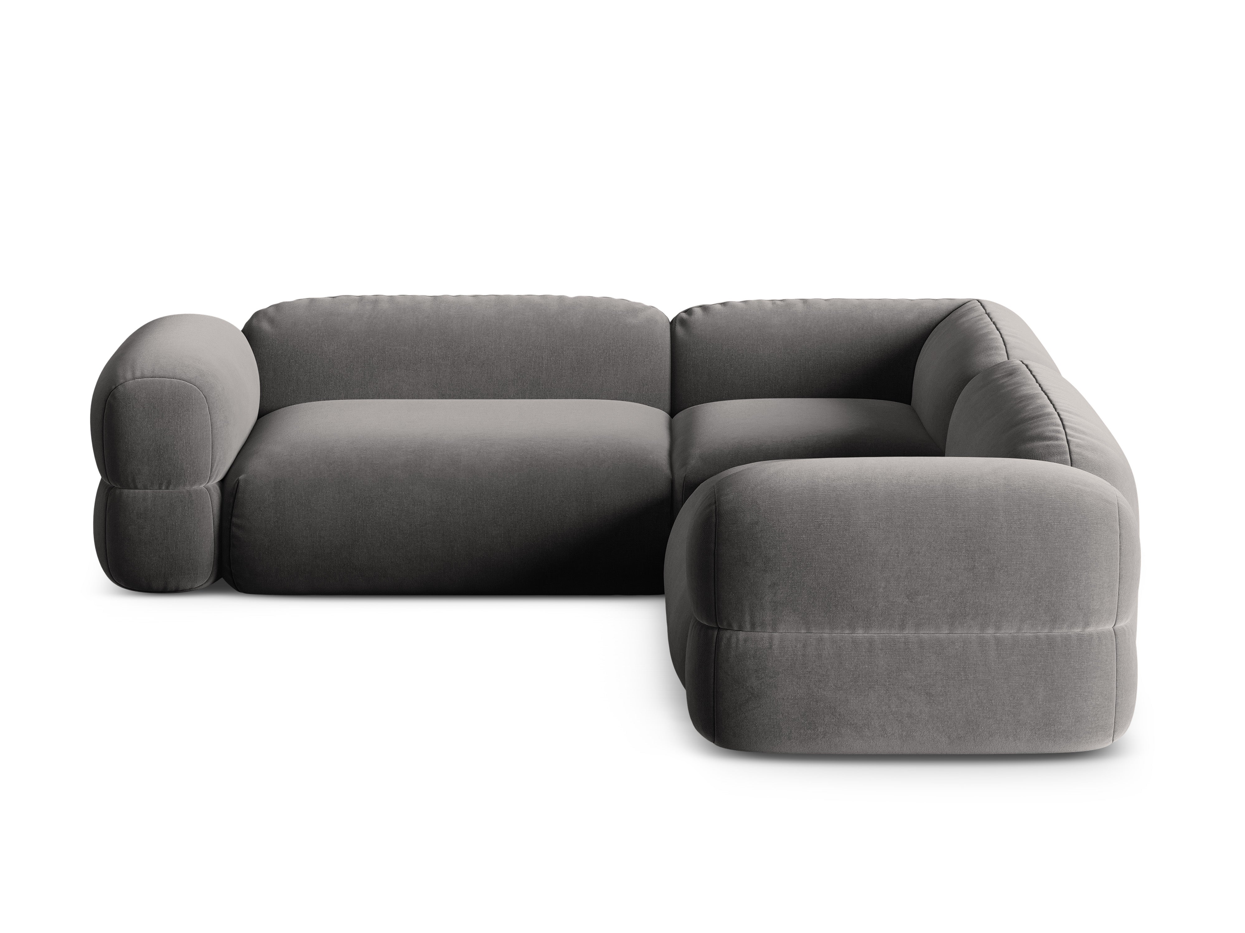 Symmetrische Samt-Eckcouch ROGER grau