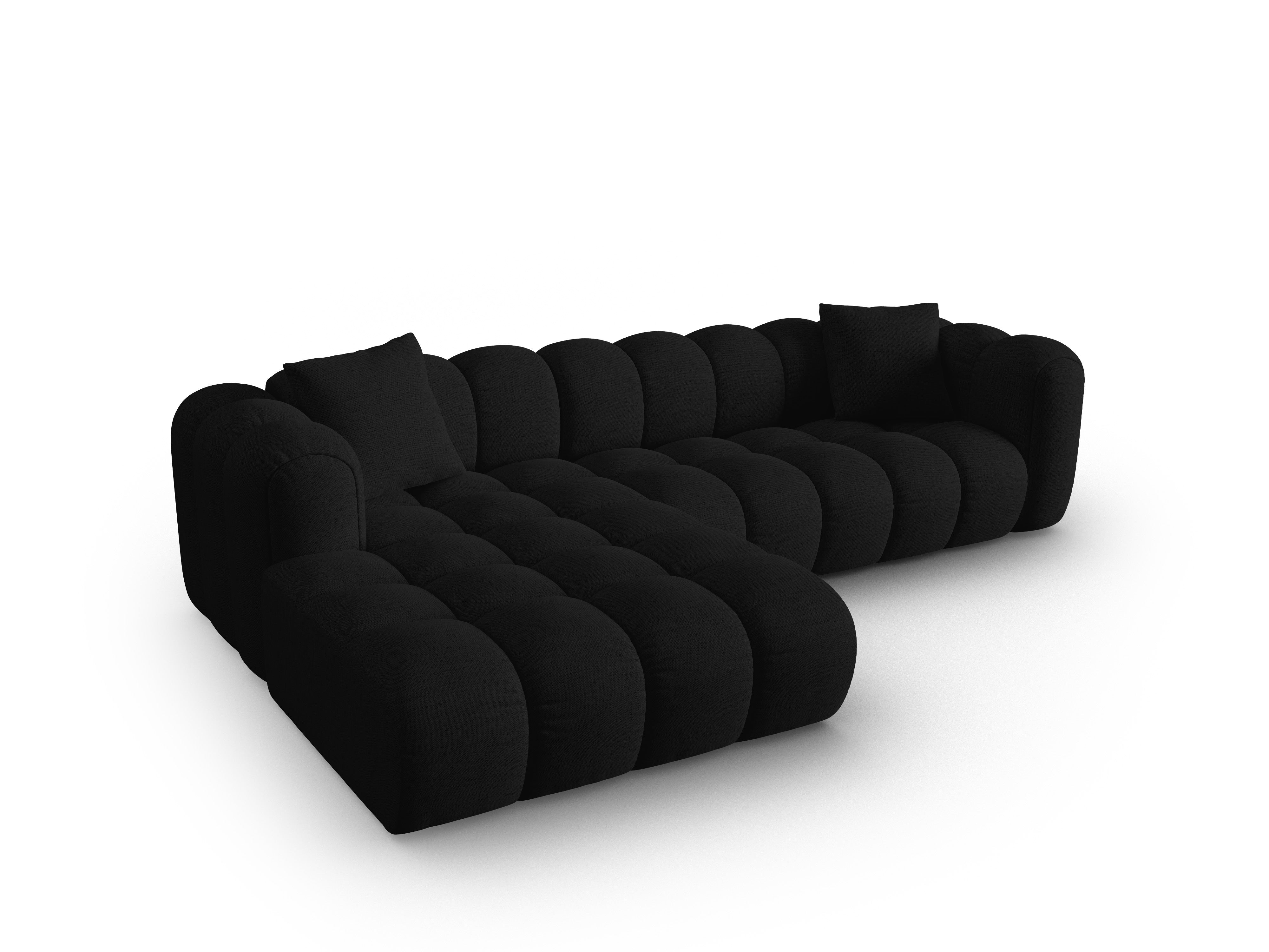 4-seater left-facing corner sofa ASTRO black chenille