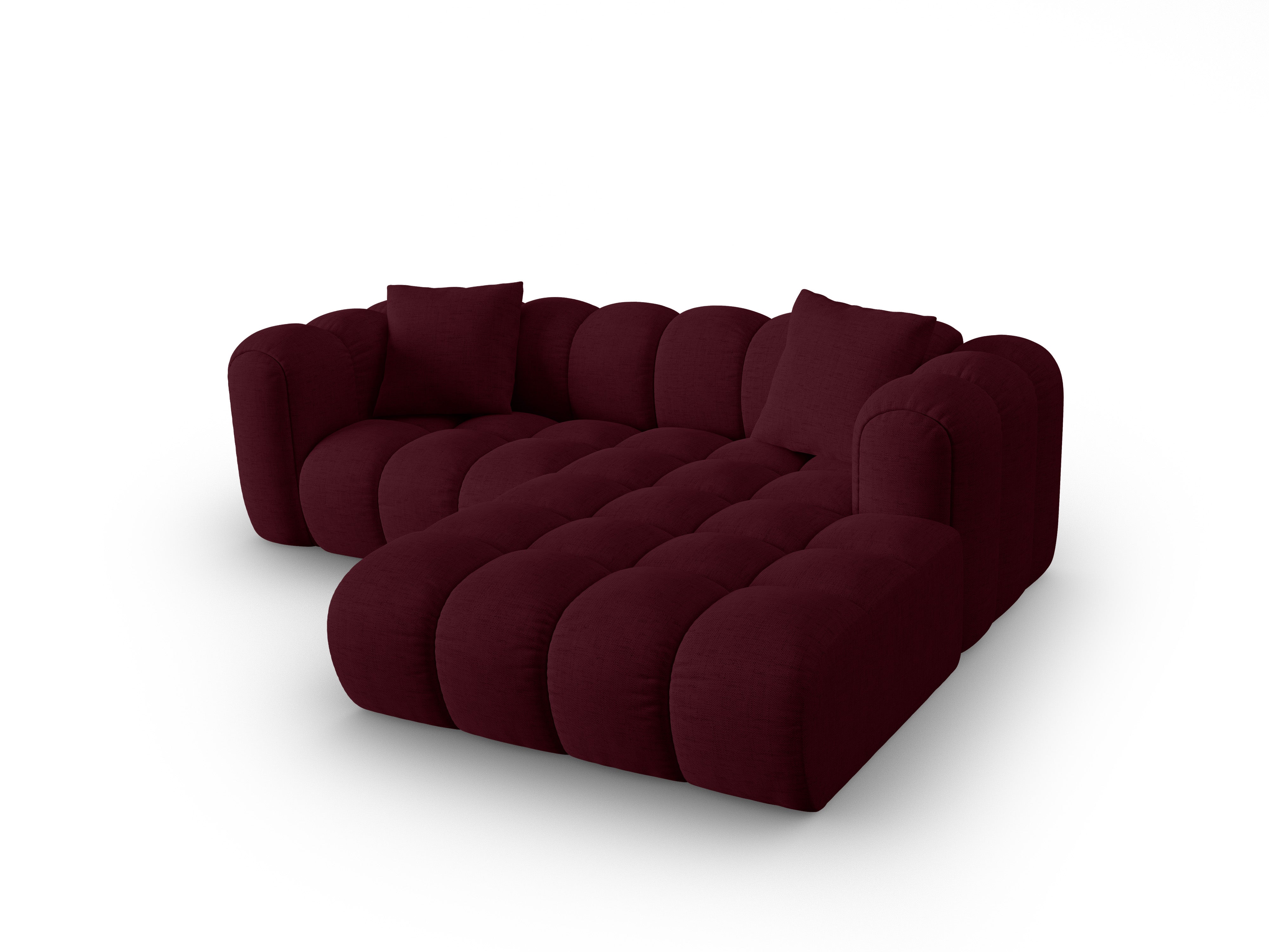Right-facing 3-seater corner sofa ASTRO burgundy chenille