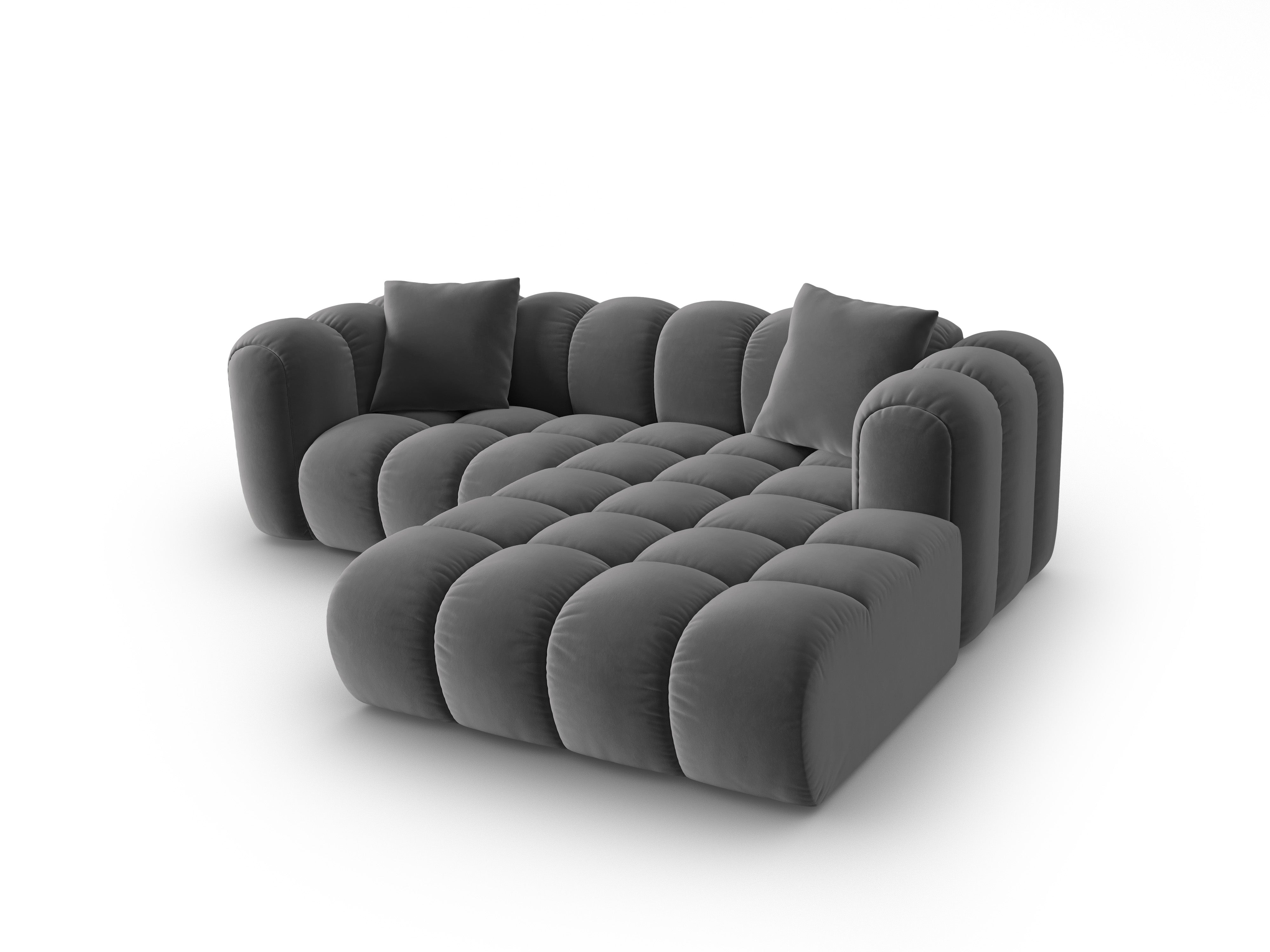 Right-facing 3-seater velvet corner sofa ASTRO gray