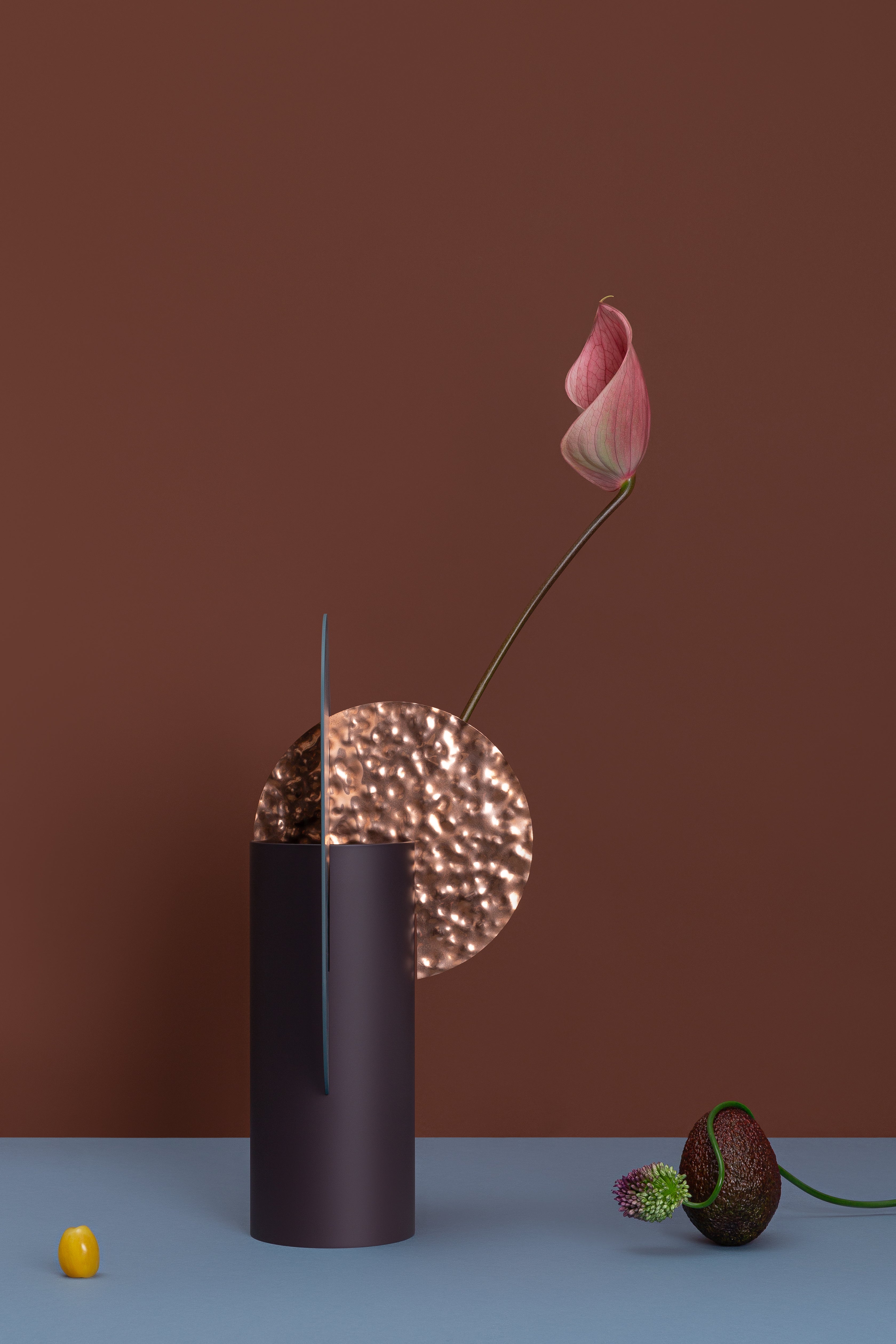 Wazon YERMILOV - NUMMERIERTE EDITION bordeaux mit blau und kupfer