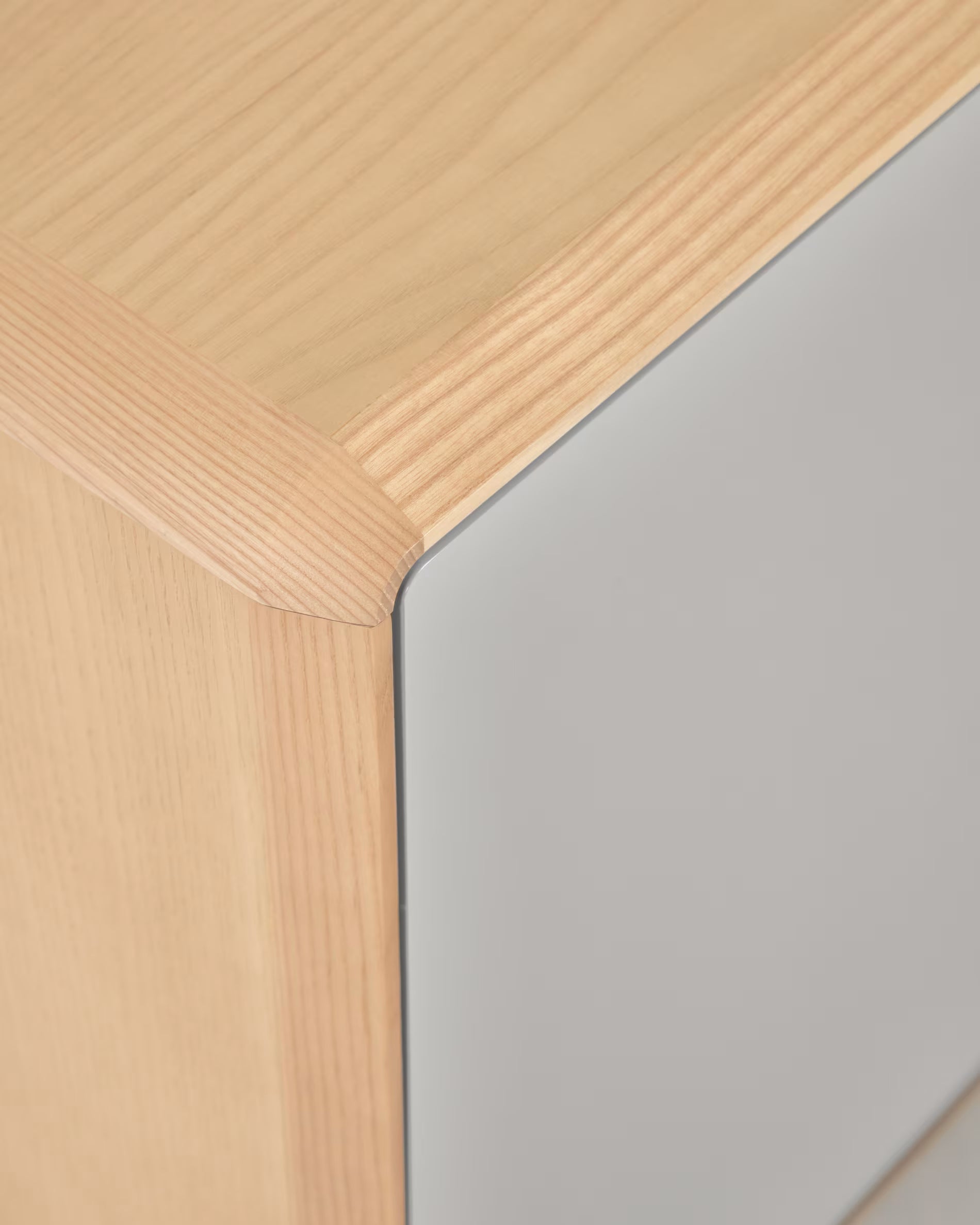 ANIELLE Nightstand Light Gray with Wood