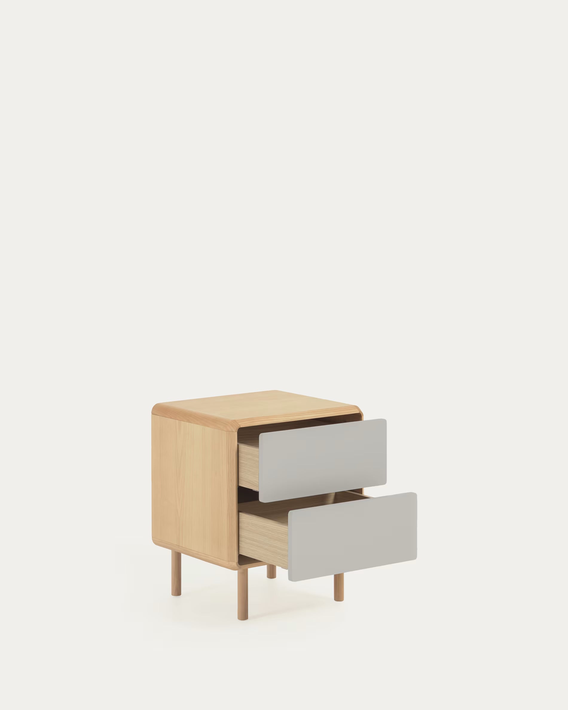 ANIELLE Nightstand Light Gray with Wood