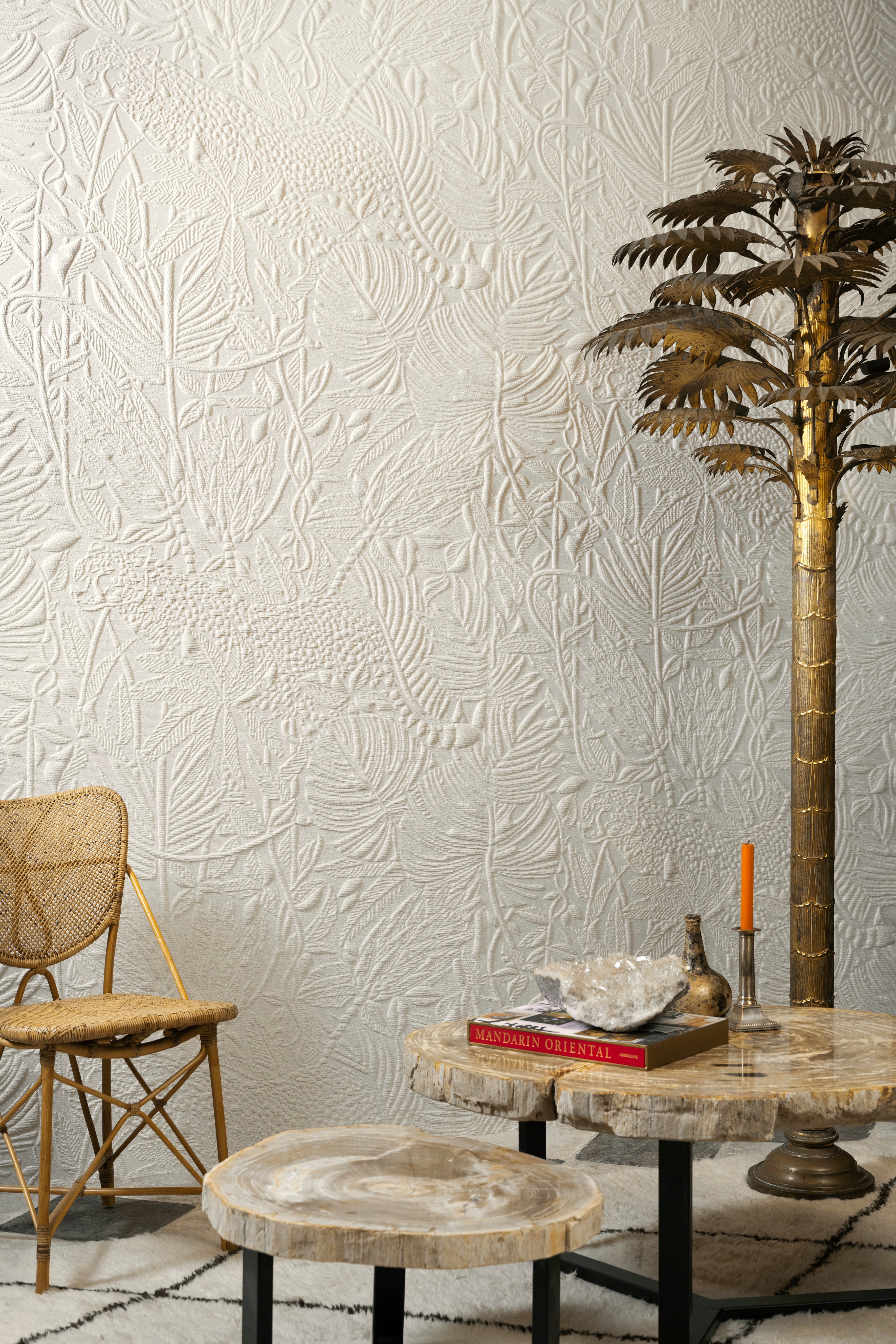 Tapeta tekstylna ze wzorem 3D PANTHERA jasnobeżowy