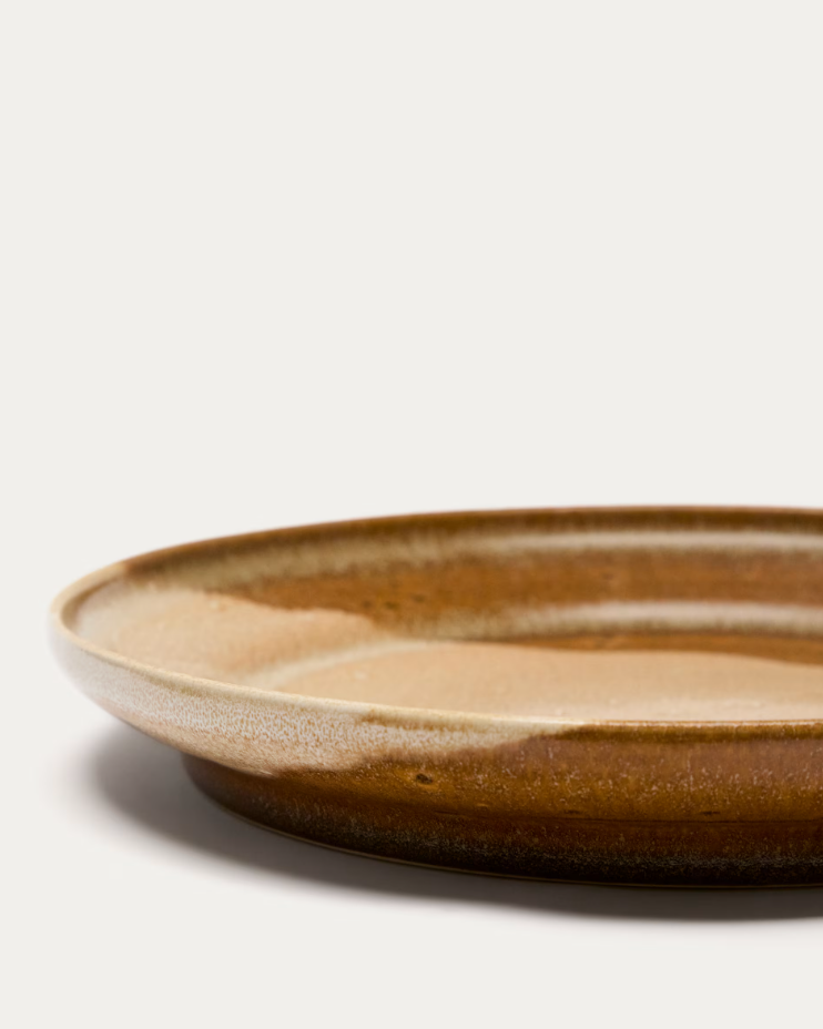 NAGOLI Flat Plate Brown Ceramic