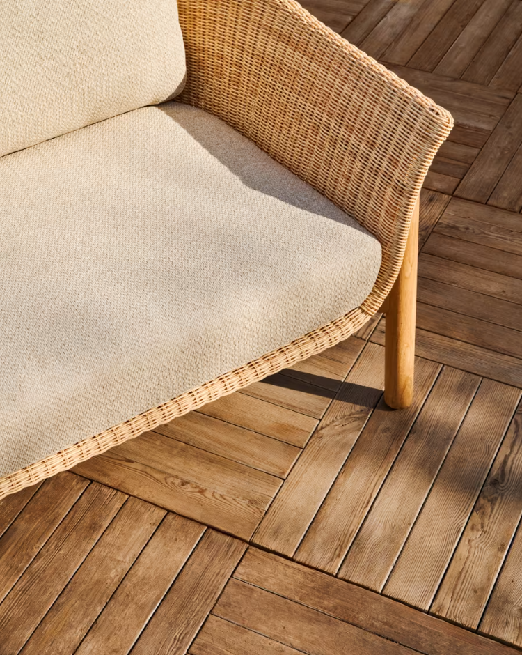 Sofa zewnętrzna 2-osobowa GALEA drewno tekowe i rattan
