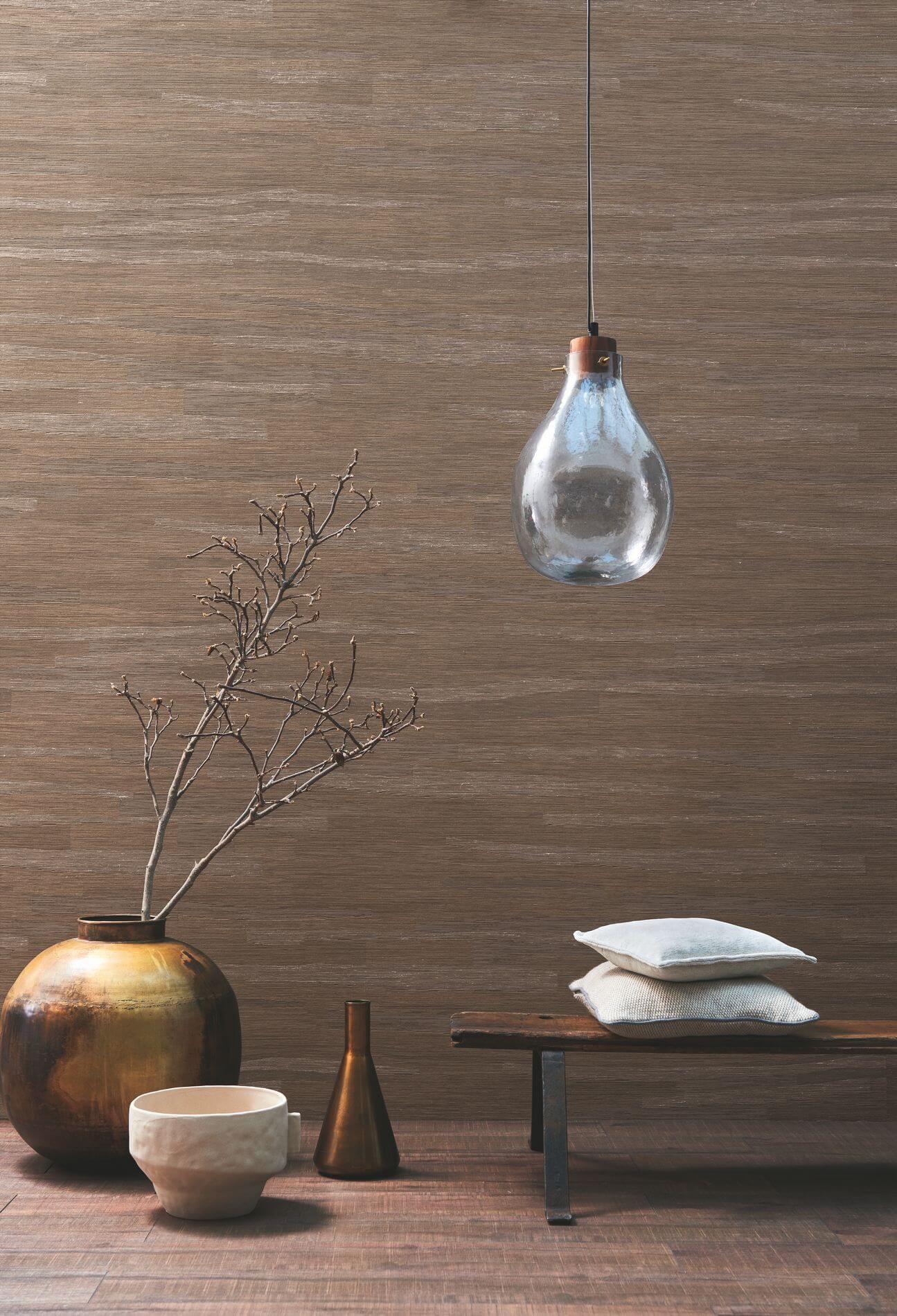 Strukturierte Textiltapete mit Streifen und Jacquardgewebe HALANA - VERT EMERAUDE smaragdgrün