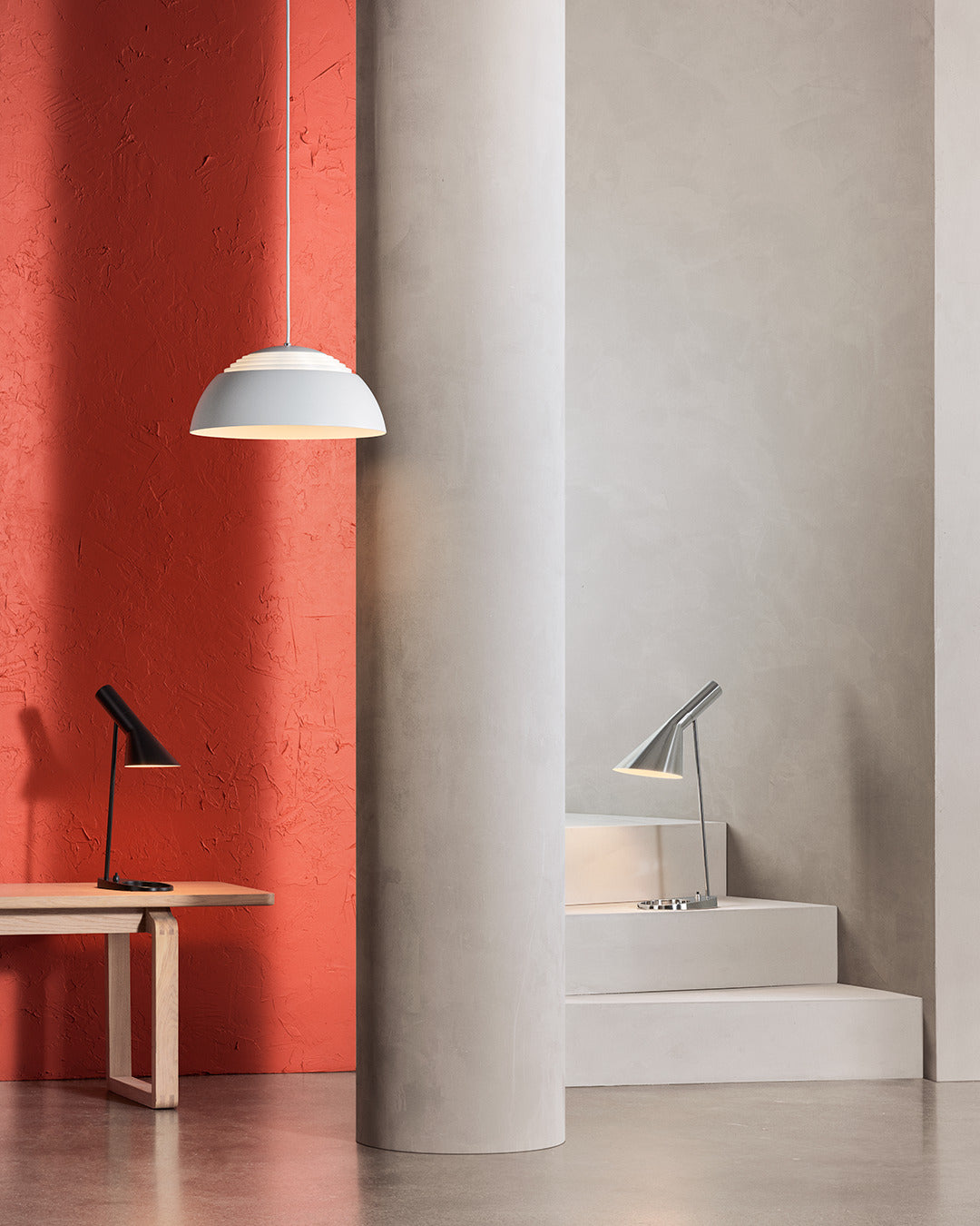 Lampa stołowa AJ polerowana stal nierdzewna