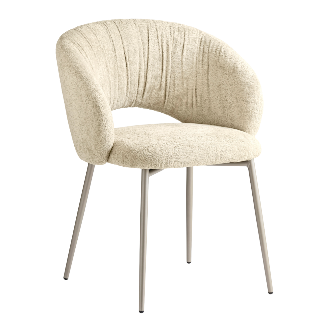 Upholstered ANIME chair with a beige metal base
