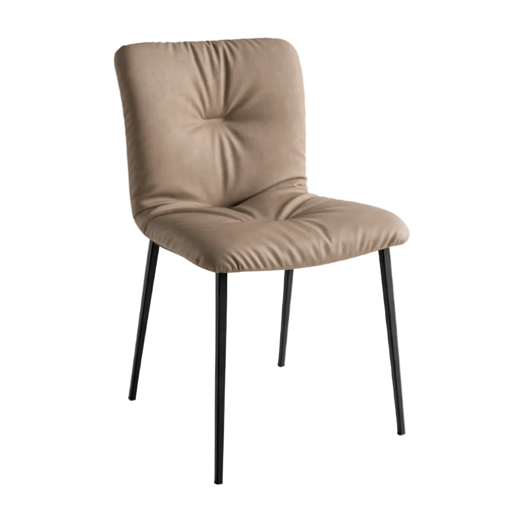 Stuhl ANNIE SOFT gepolstert mit schwarzem Metallgestell