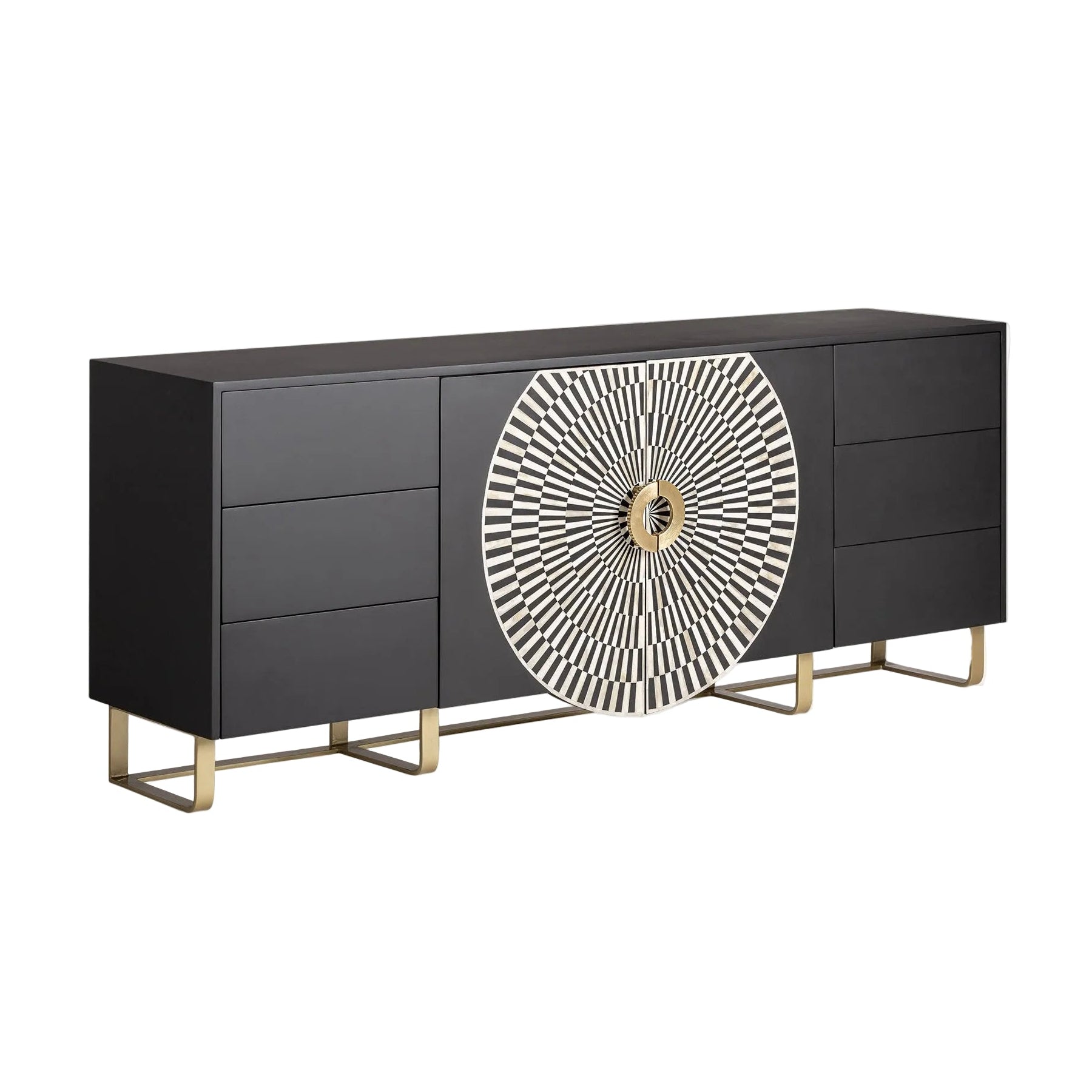 GATSBY Chest of Drawers in Black with White and Gold Finish
