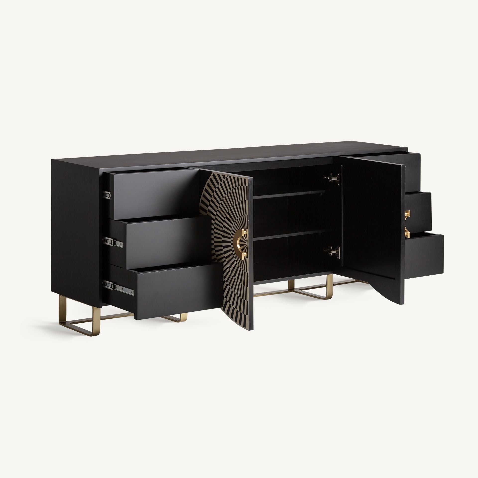 GATSBY Chest of Drawers in Black with White and Gold Finish
