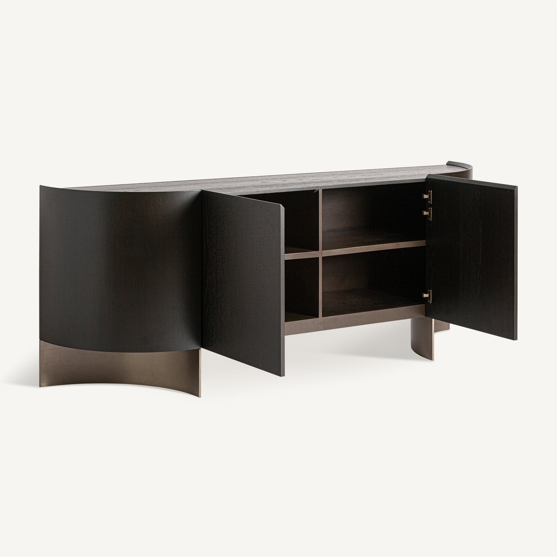NEUVIC Chest of Drawers in Dark Oak Veneer with Gold Base
