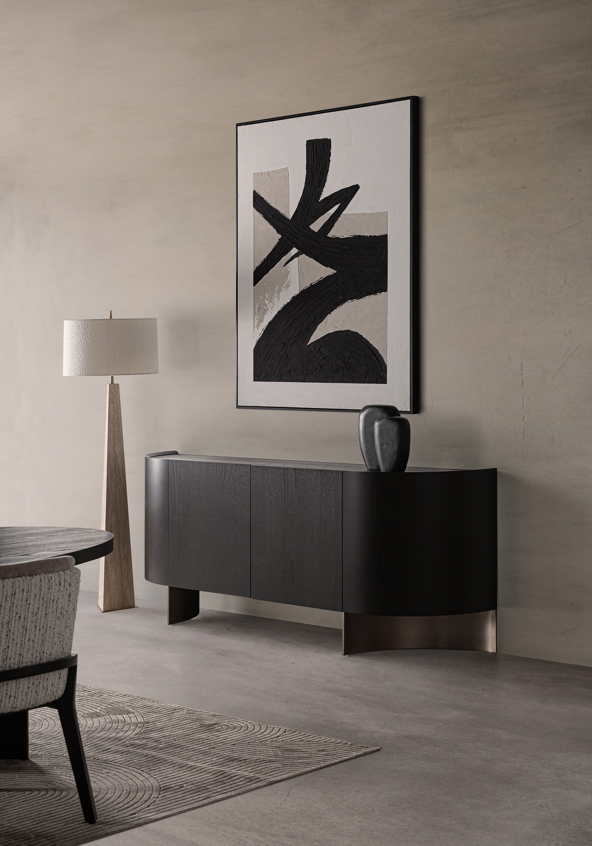 NEUVIC Chest of Drawers in Dark Oak Veneer with Gold Base