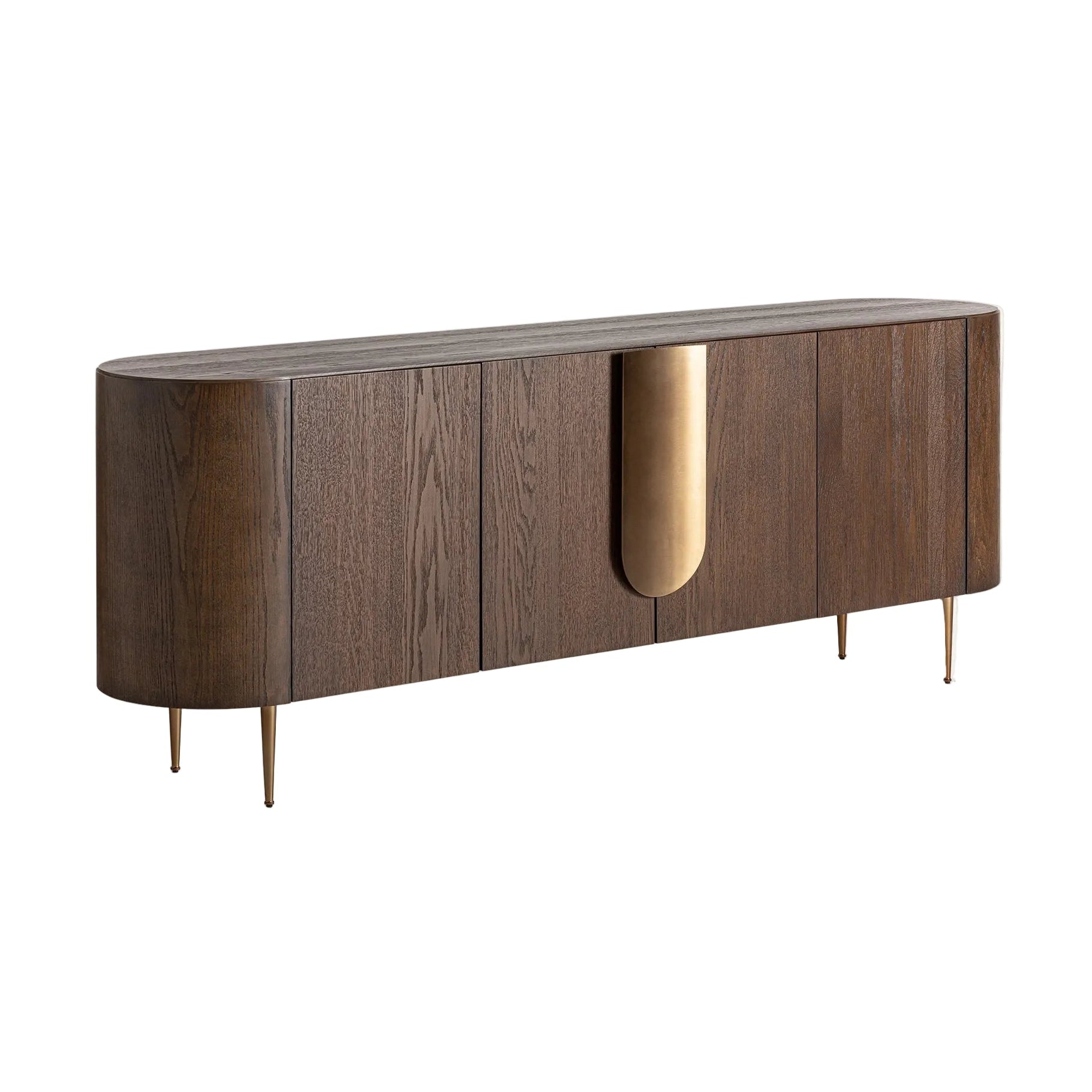 TREIGNAC Chest of Drawers in Oak Wood with Gold Base