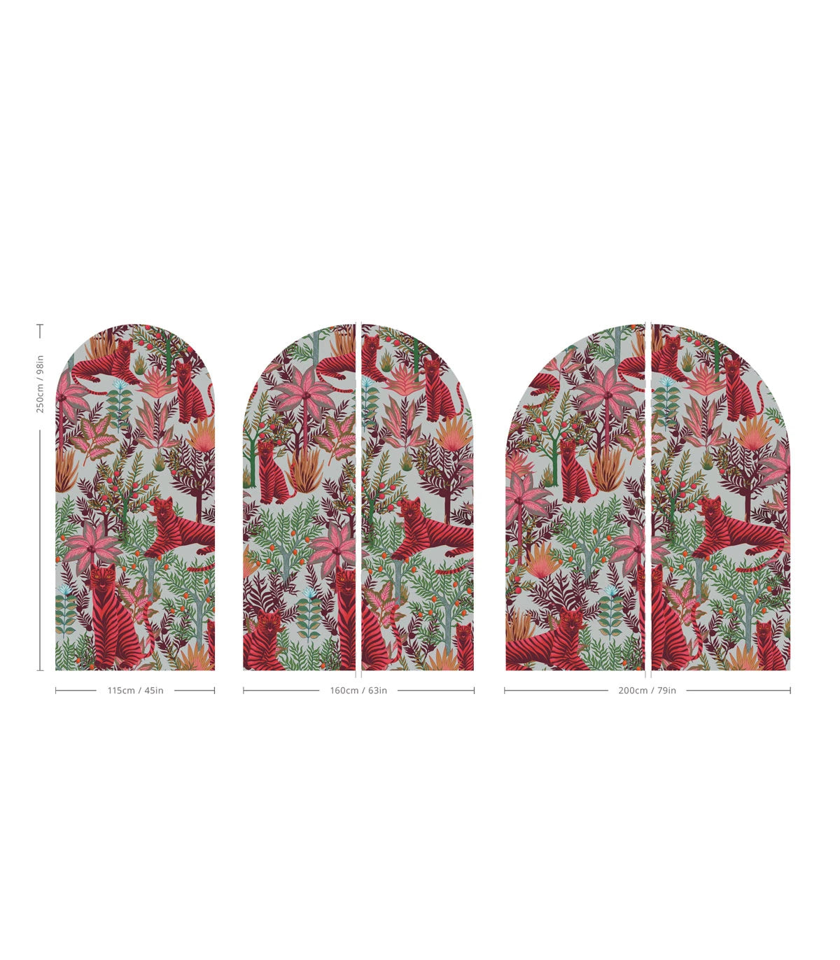 Arch-shaped mural with animal motif GOLD TIGERS PINK pink