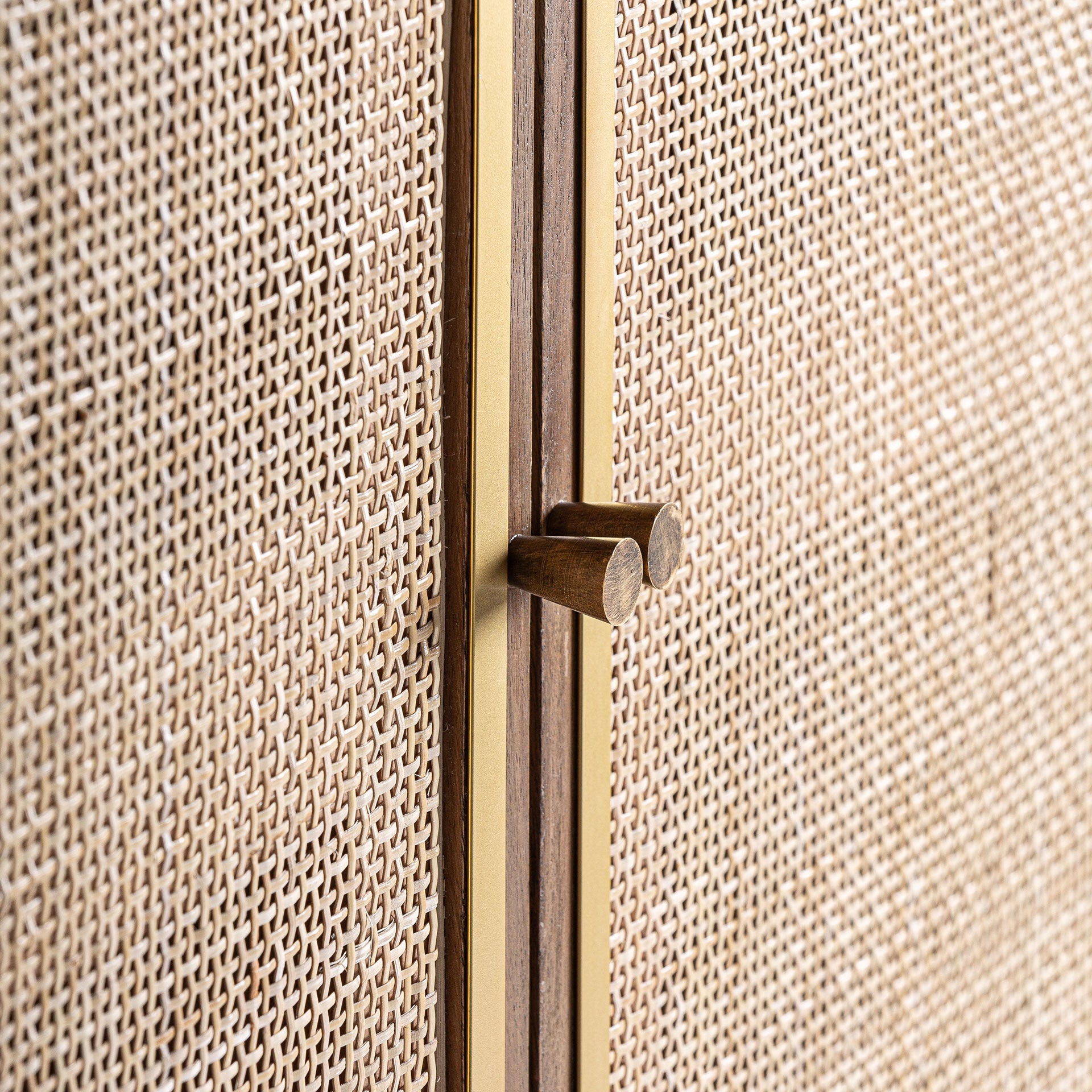 Kleiderschrank GONDORF aus Mangoholz mit Rattan