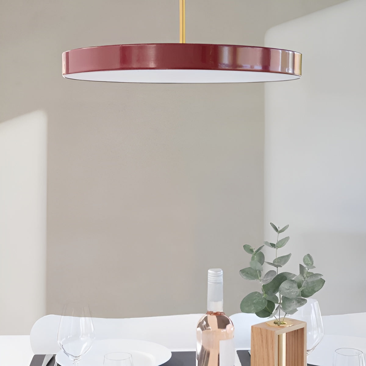 Lampa wisząca ASTERIA PLUS bordowy ze złotą wstawką