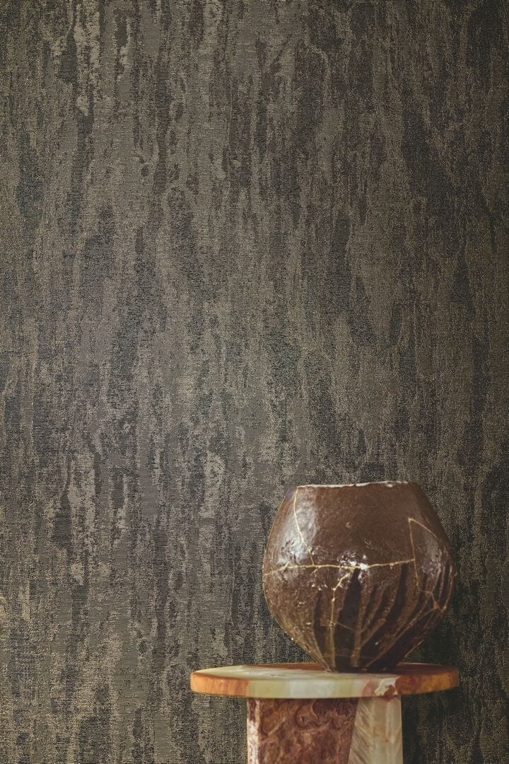 Textile wallpaper semi-smooth with gloss PALATINO - MORDORÉ brown