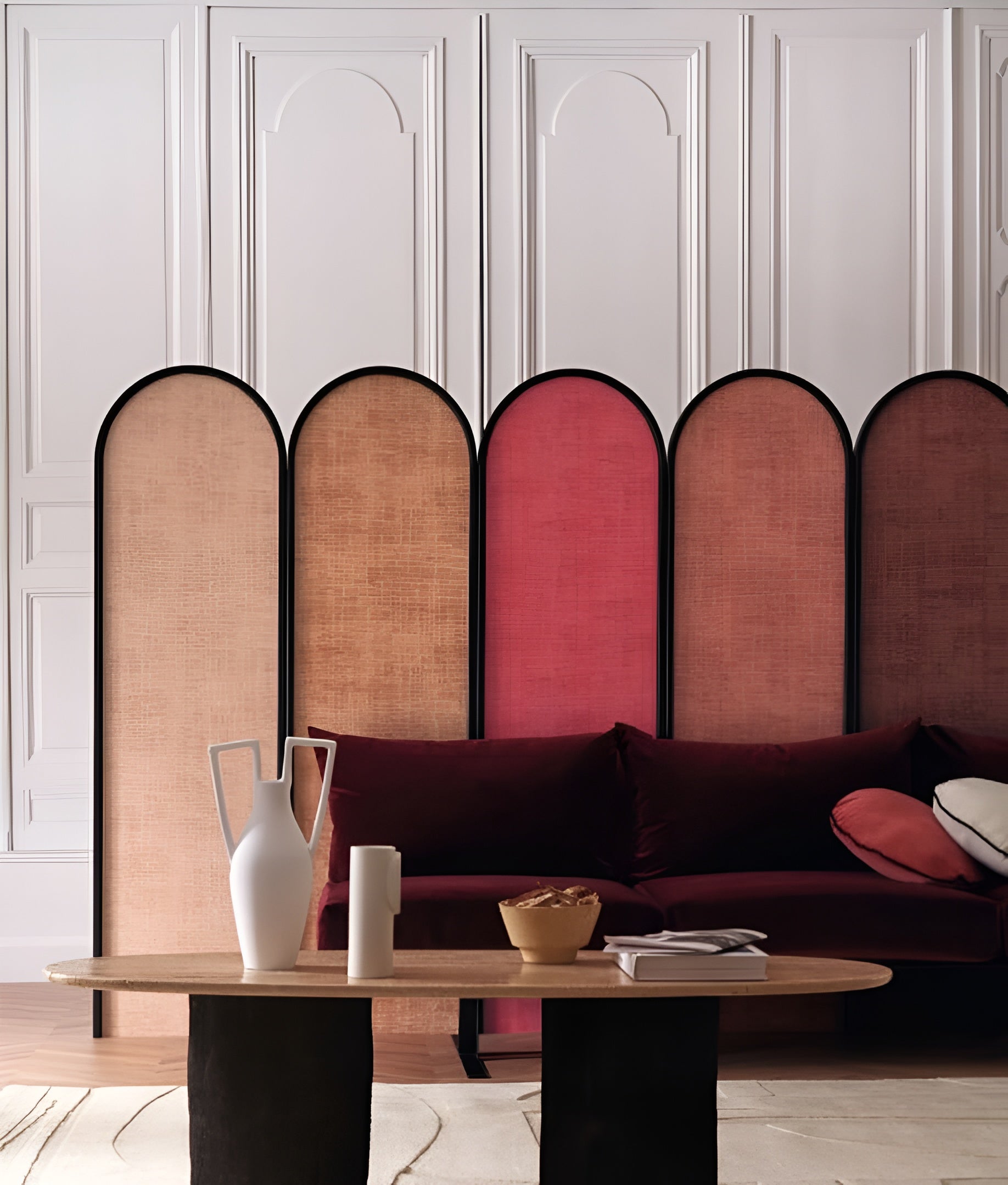 Structural wallpaper imitating worn canvas JOHARA - MEDIUM TAUPE light taupe