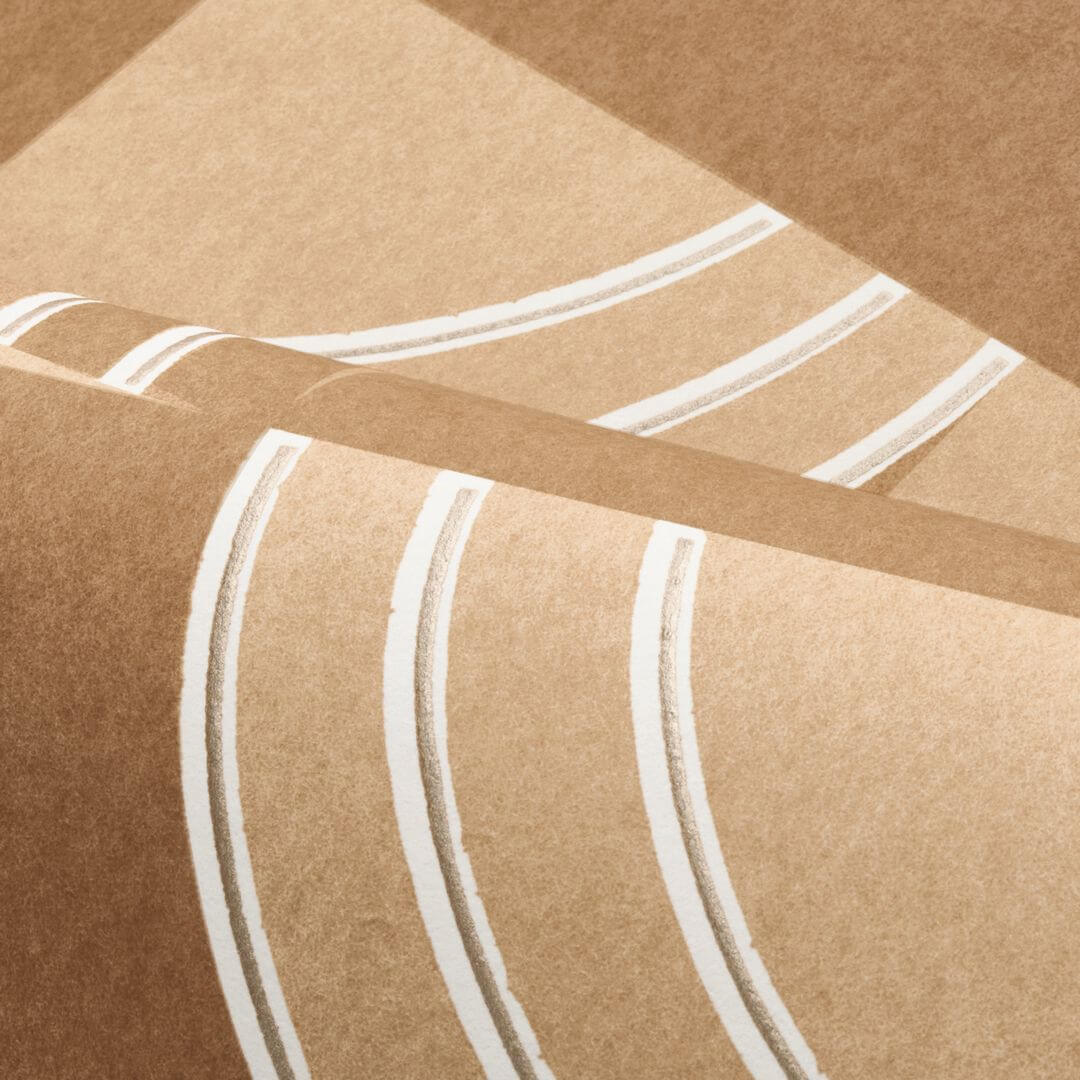 Tapeta flizelinowa z geometrycznym wzorem ANNÉES 30 - MORDORÉ karmelowy brązowy