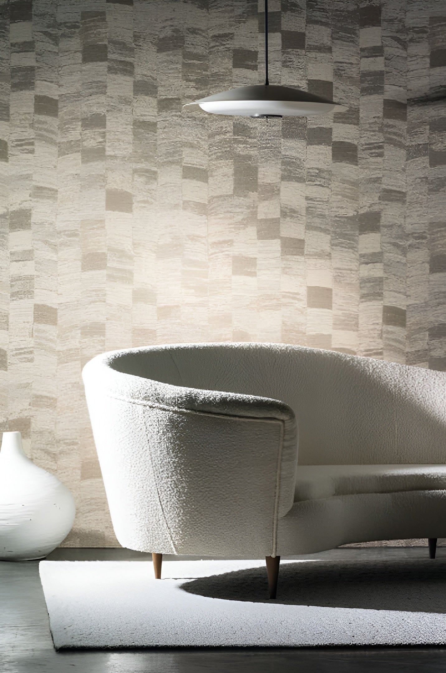 Textile wallpaper with a geometric pattern PUEBLOS - GRAY SENDRÉ light gray