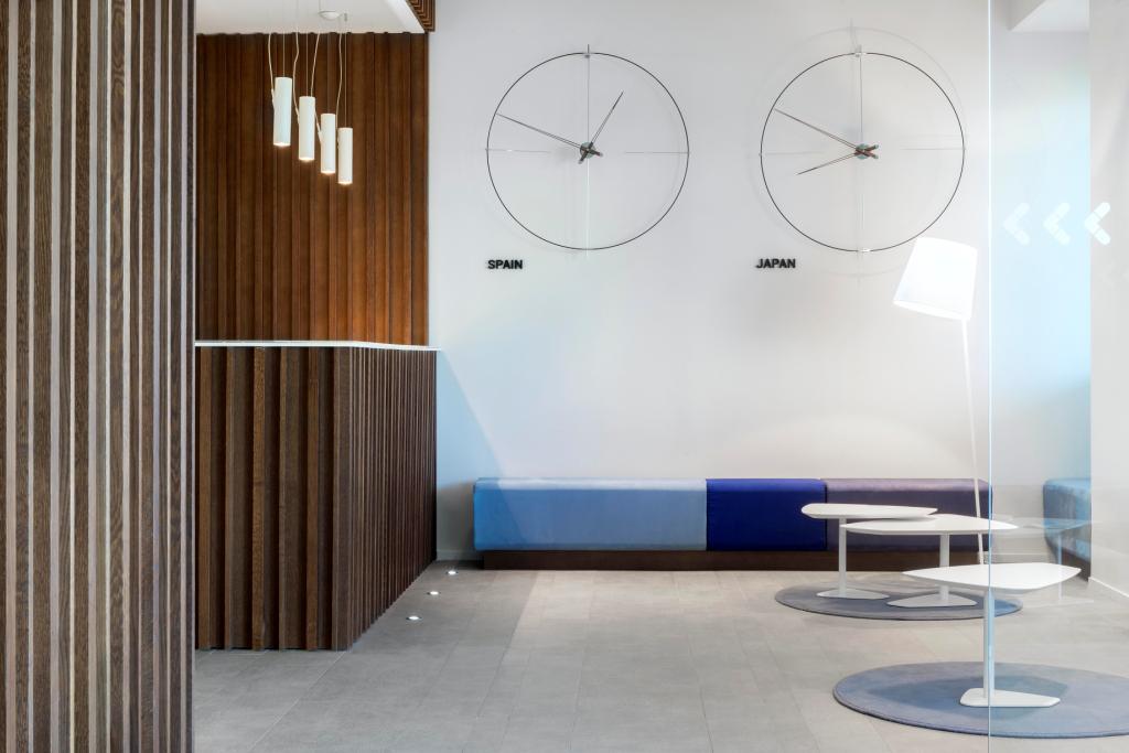 BILBAO wall clock walnut wood with black and chrome