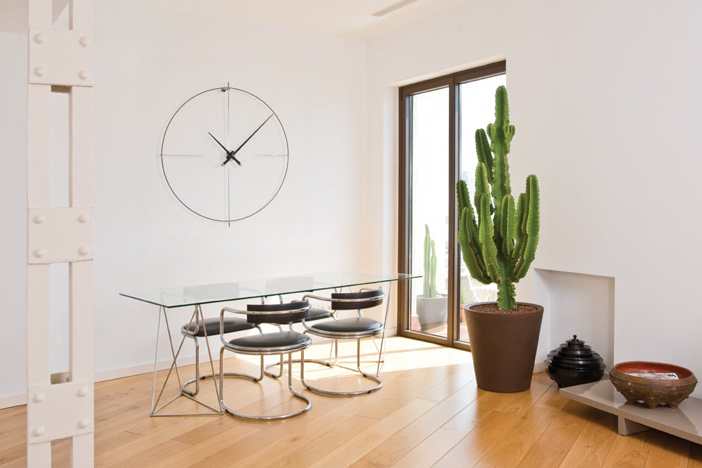 Zegar ścienny BILBAO czarne drewno orzechowe z czarnym i chromem