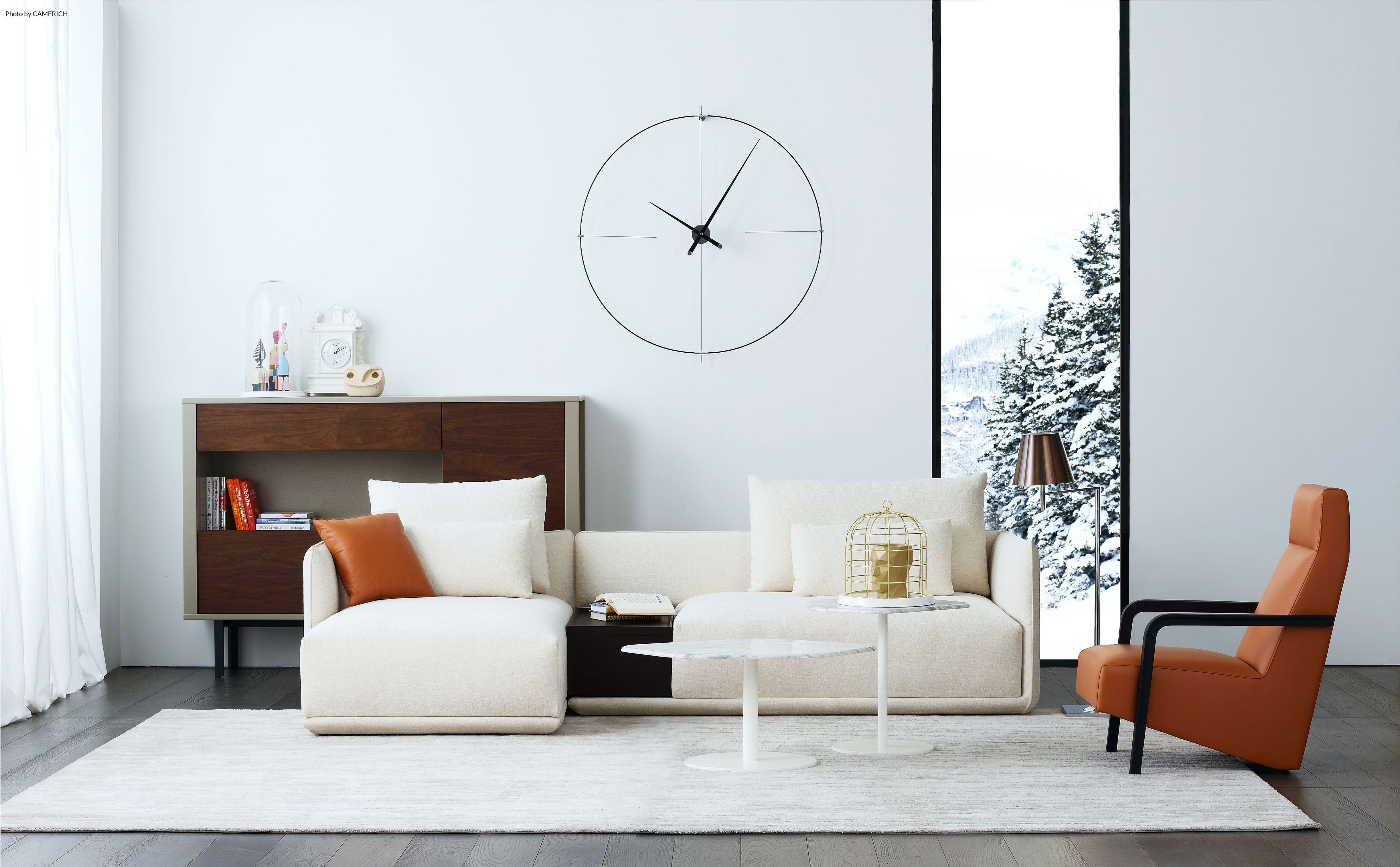 Zegar ścienny BILBAO czarne drewno orzechowe z czarnym i chromem