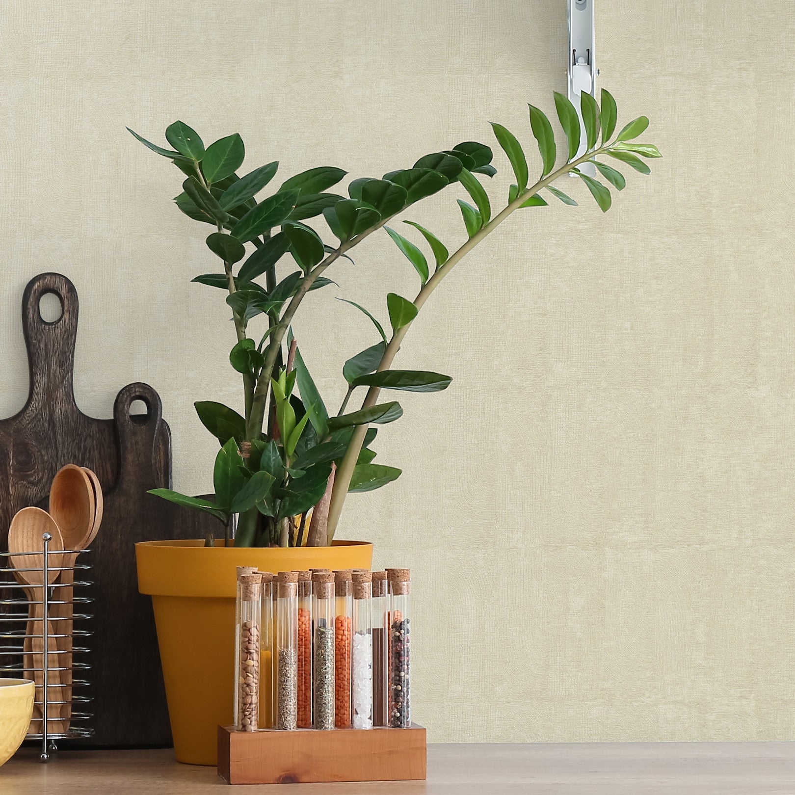 Strukturtapete, die Ton imitiert BIZEN - IVORY Elfenbein