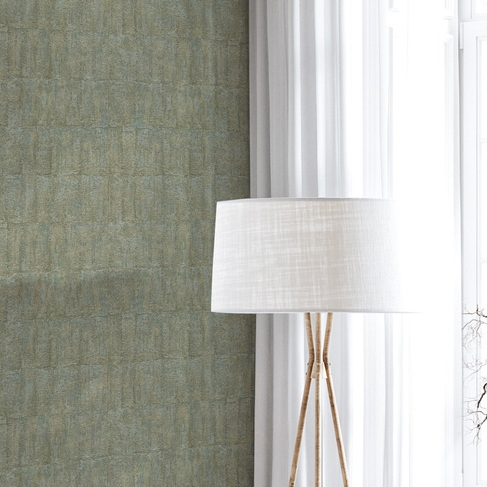 Strukturtapete, die Ton imitiert BIZEN - LICHEN grün mit Bronze