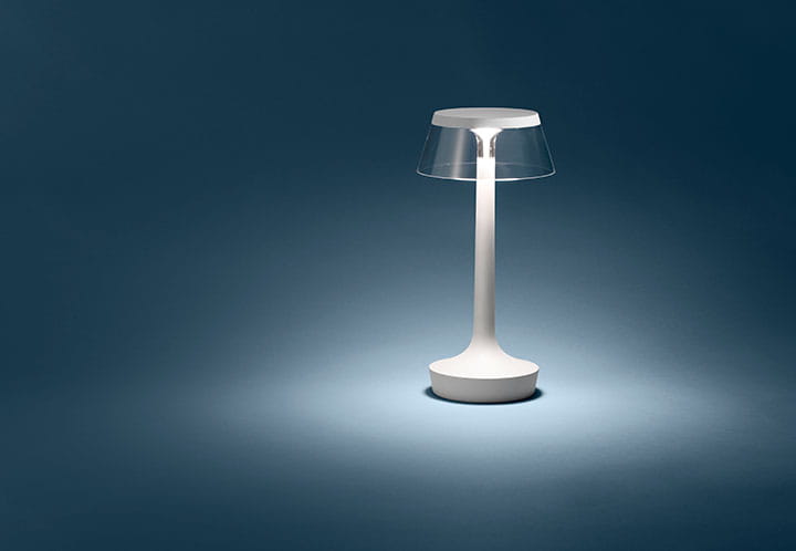 Portable lamp BON JOUR UNPLUGGED white with transparent shade