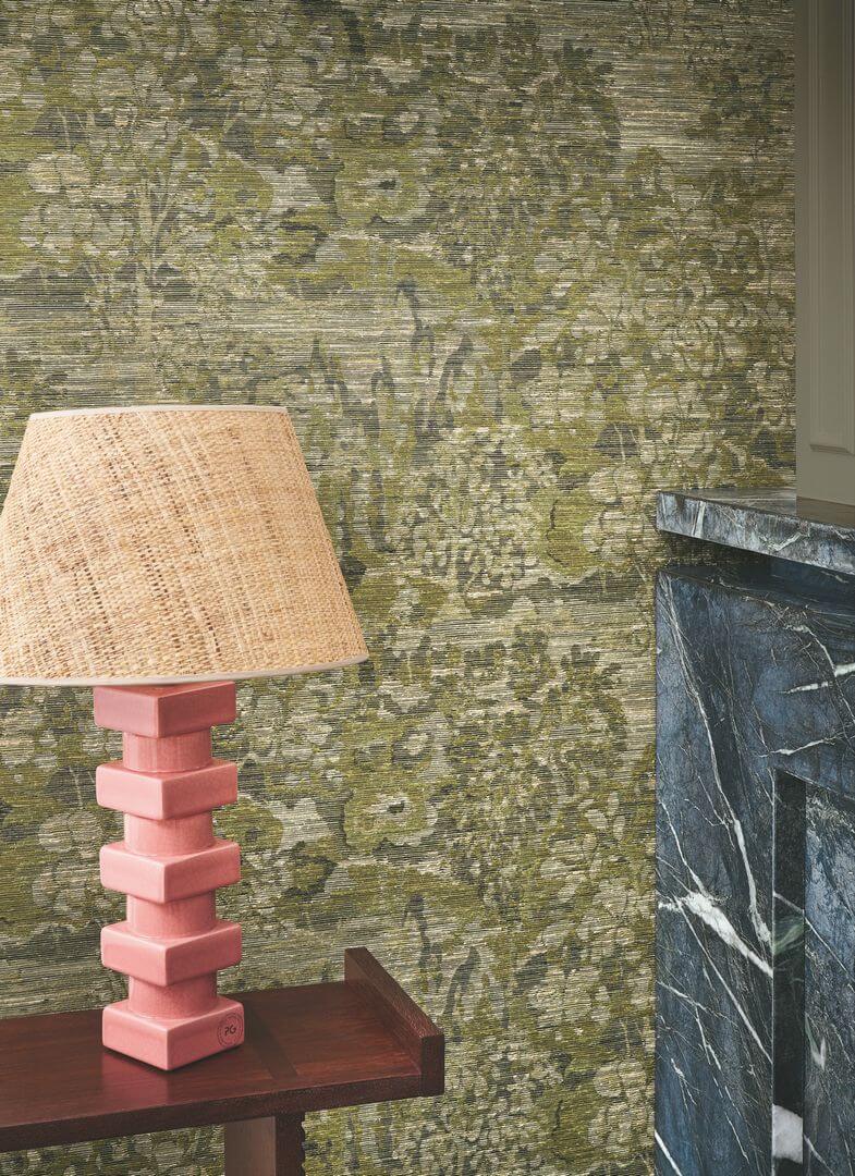 Tapeta tekstylna strukturalna z roślinnym wzorem VERDURE - TAUPE brązowoszary