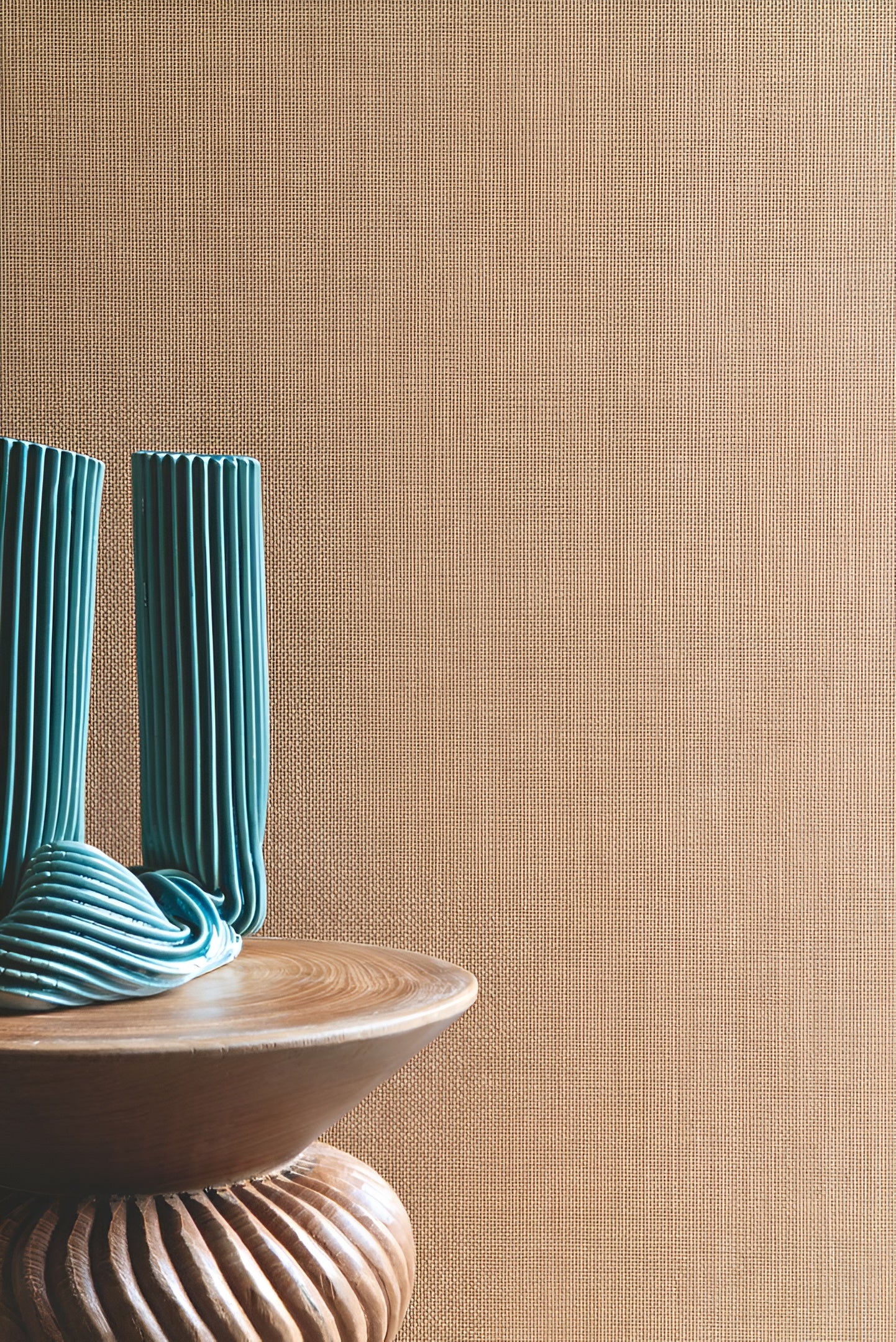 Strukturierte Tapete Geflecht, das Raphia imitiert KIRA - NATUREL hellbraun