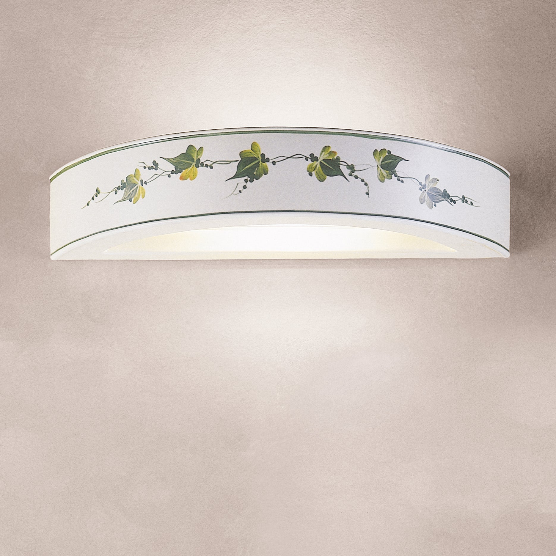 Kinkiet ceramiczny TRIESTE biały z zielonym wzorem