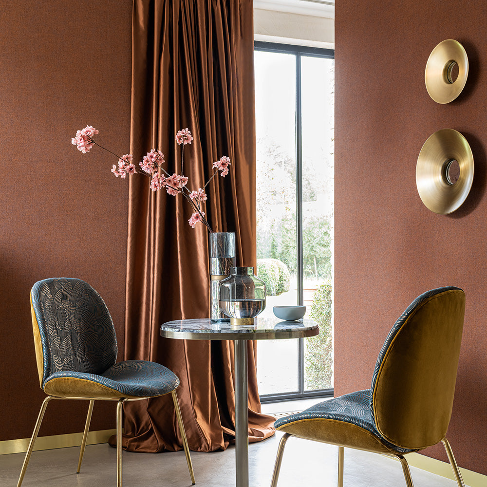 Structural wallpaper resembling canvas RHODIUM - NOIR black-brown