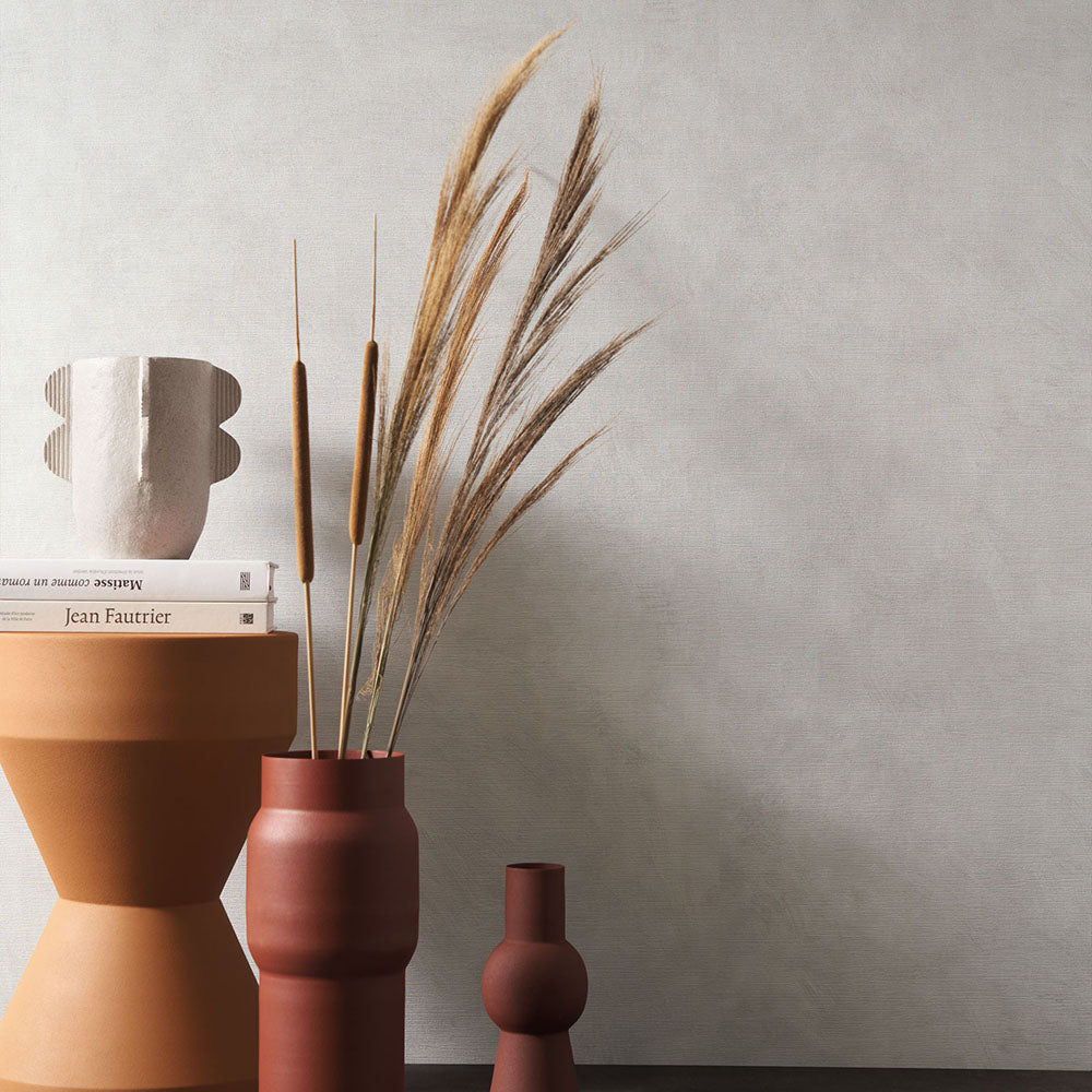 Tapeta strukturalna imitująca płótno ARGILE - GREGE ciemny beżowy