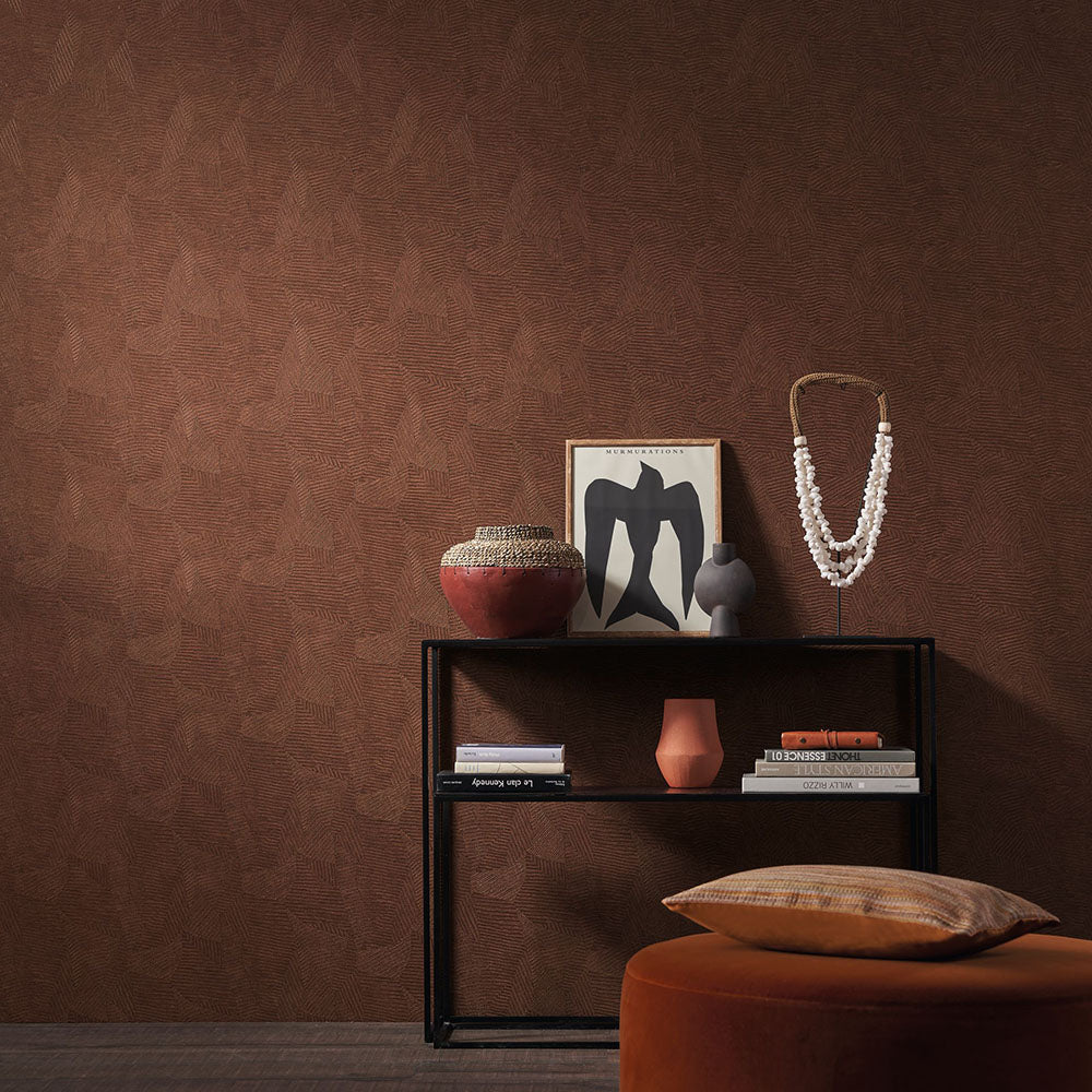 Structural wallpaper imitating bamboo leaves SOROA - ACIER beige