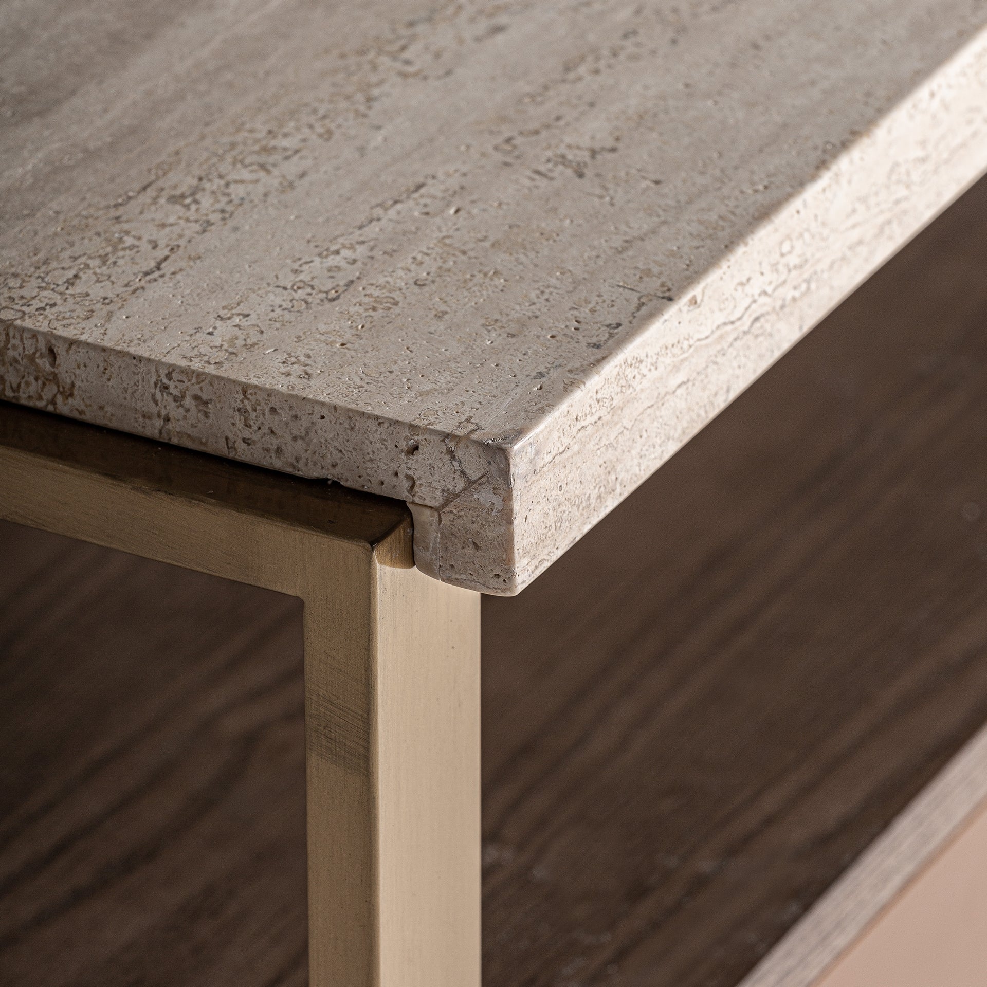 Kommode mit Schubladen MONZA beige mit Travertinplatte
